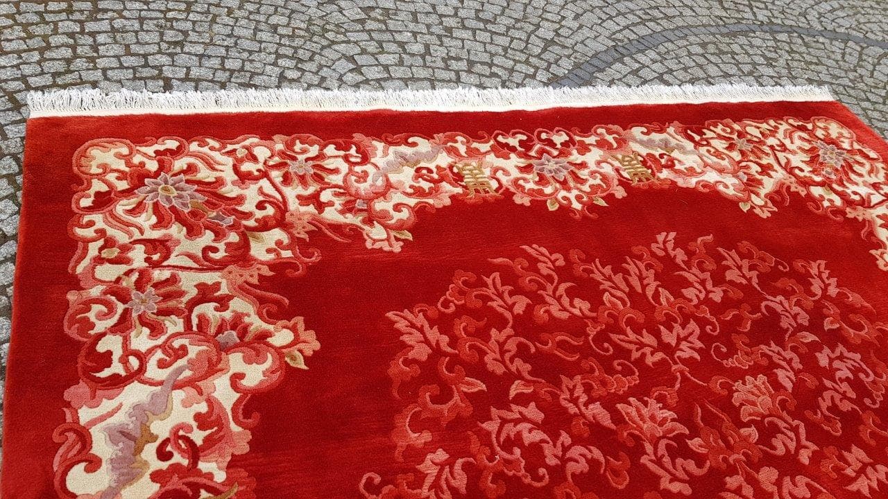 Rug Aubusson 270x390 cm, red, wool, China, 1990s - 395238