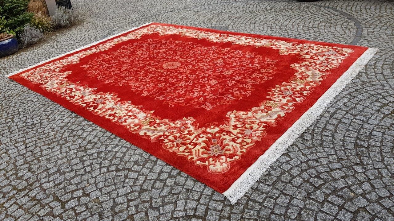 Rug Aubusson 270x390 cm, red, wool, China, 1990s - 395235