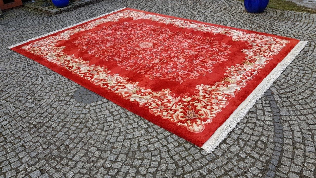 Rug Aubusson 270x390 cm, red, wool, China, 1990s - 395233