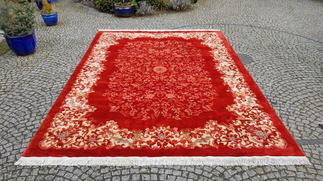 Rug Aubusson 270x390 cm, red, wool, China, 1990s - 395231