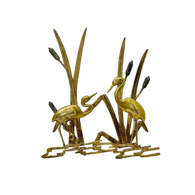 Wall Plaque Cranes, golden brass, Denmark, 1960s - DIMENSION