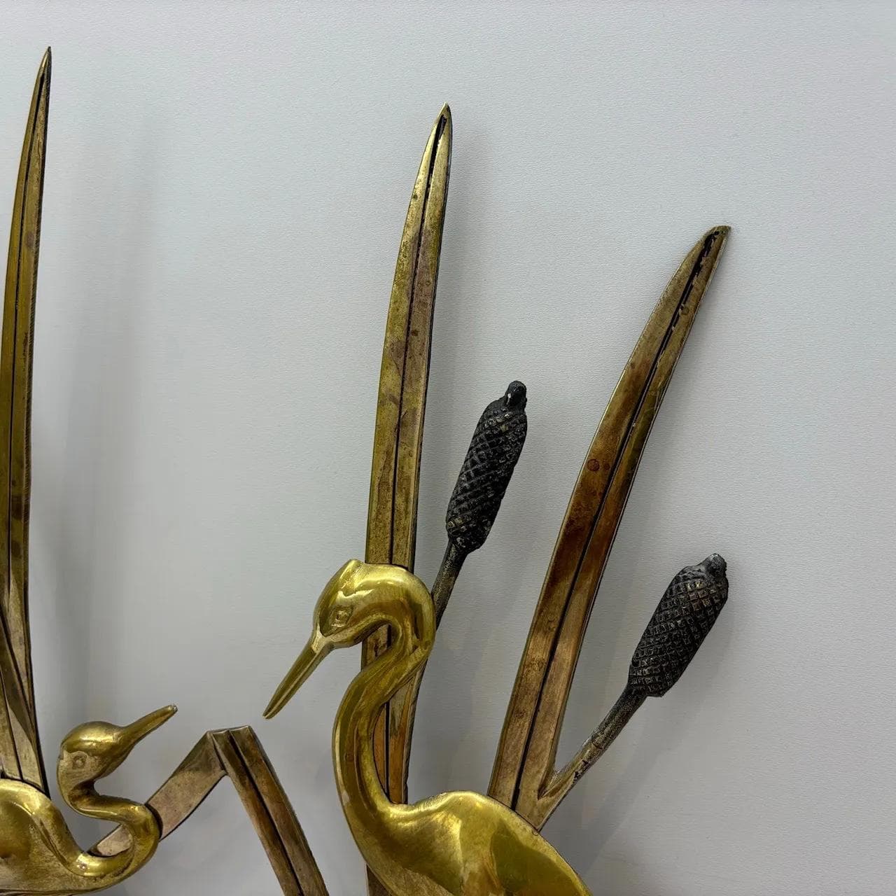 Wall Plaque Cranes, golden brass, Denmark, 1960s - 29125