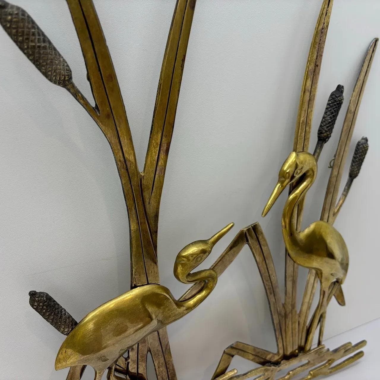 Wall Plaque Cranes, golden brass, Denmark, 1960s - 29124