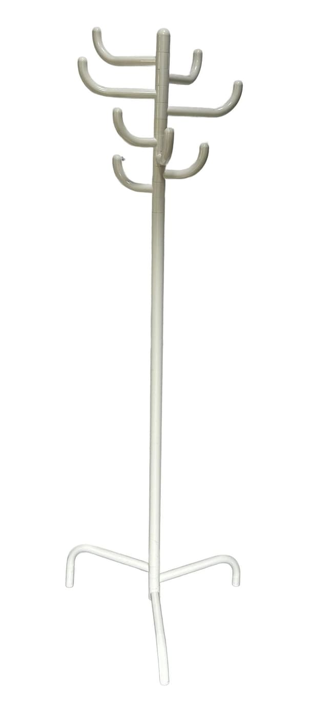 Wieszak stojący Smed, biały, metal, plastik, proj. R. Andersson, Ikea, lata 80. - WYMIARY