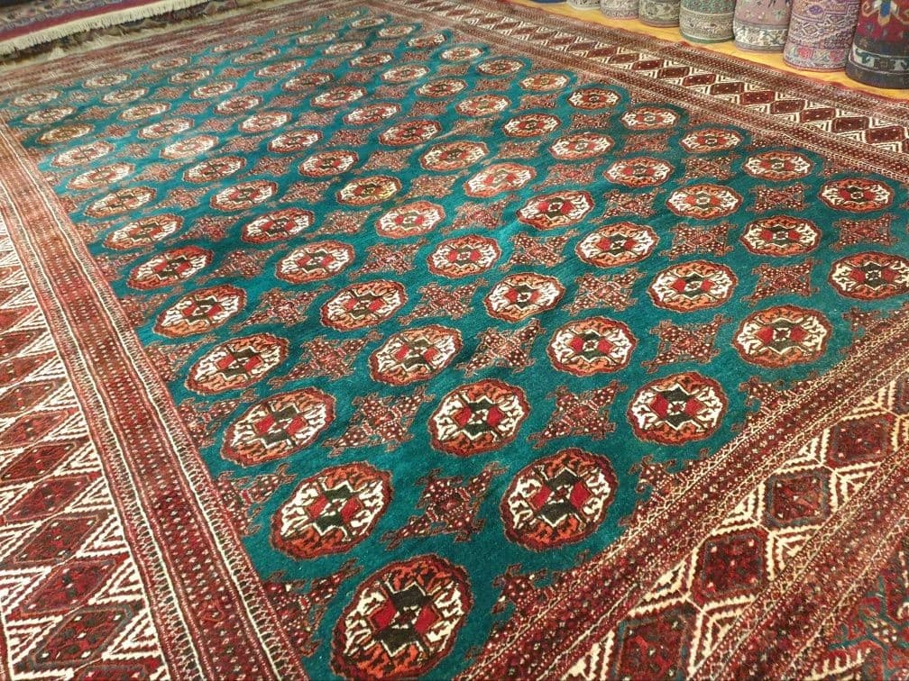 Rug Samarkand Mauri 278x415 cm, blue green red brown black white orange, wool, Afghanistan, 1960s. - 395329