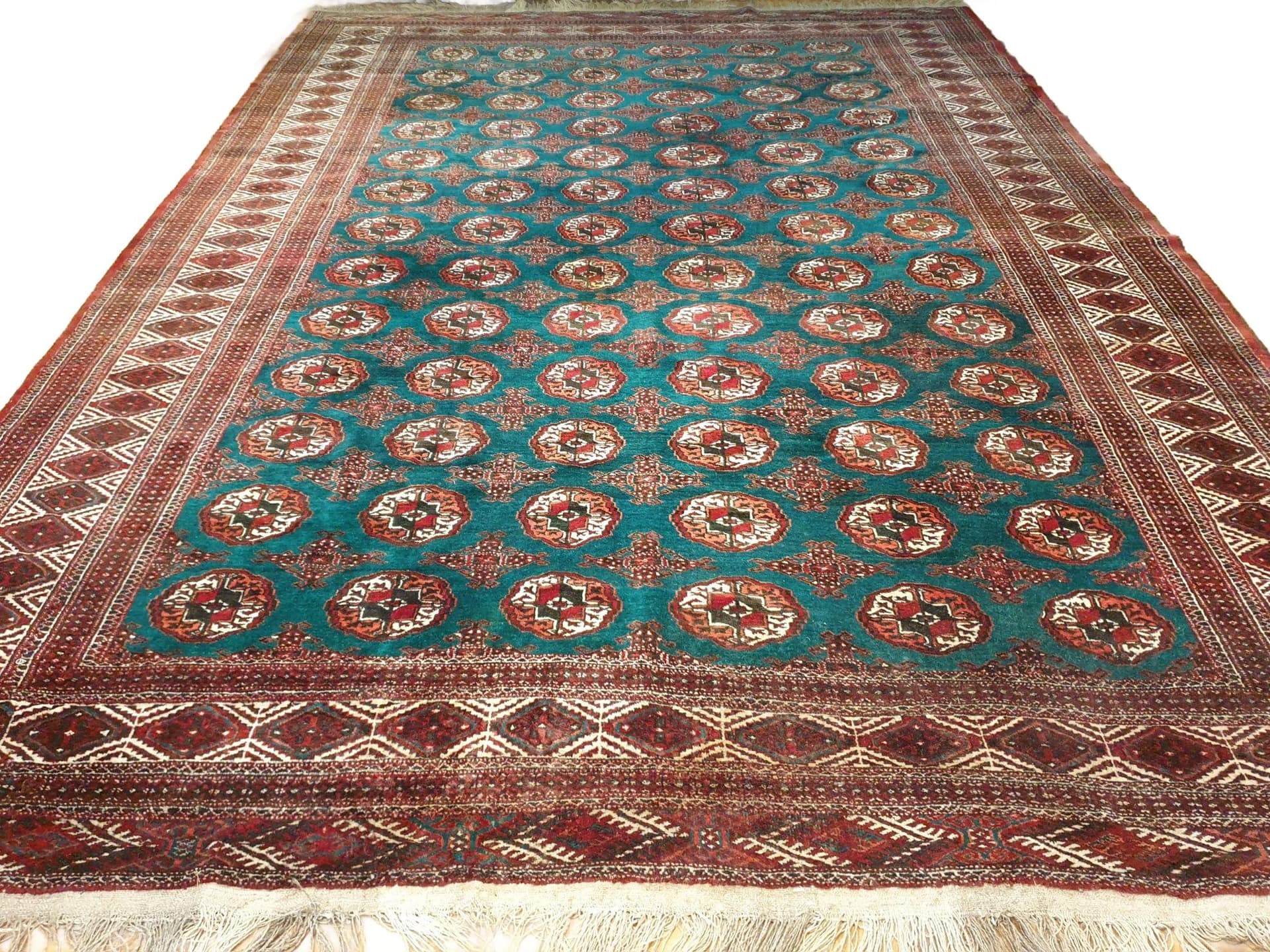 Rug Samarkand Mauri 278x415 cm, blue green red brown black white orange, wool, Afghanistan, 1960s.