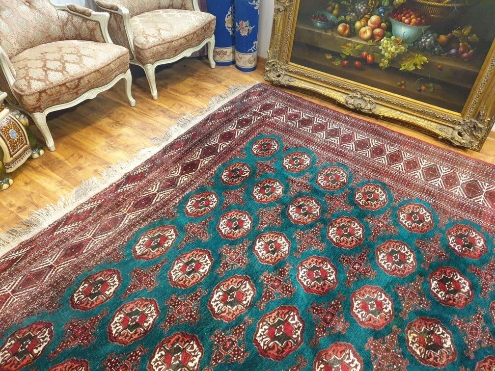 Rug Samarkand Mauri 278x415 cm, blue green red brown black white orange, wool, Afghanistan, 1960s. - 395331