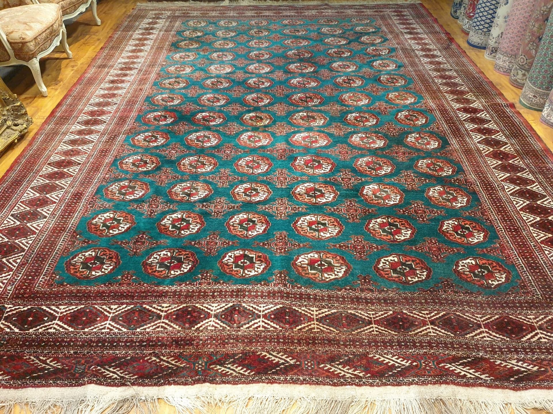 Rug Samarkand Mauri 278x415 cm, blue green red brown black white orange, wool, Afghanistan, 1960s. - 395336
