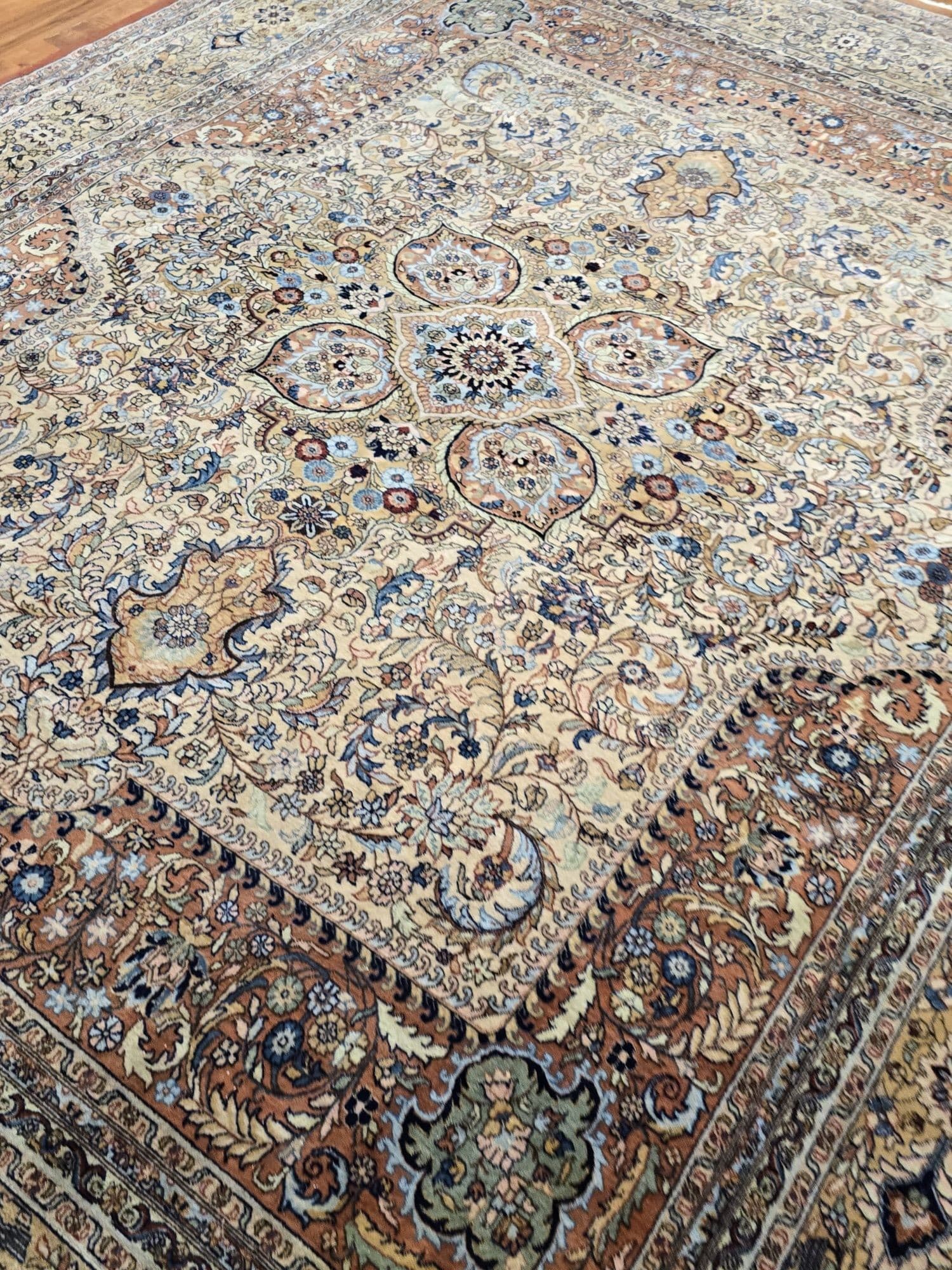 Dywan Indo Tabriz 240x315, beżowy, wełna, Indie - 395364