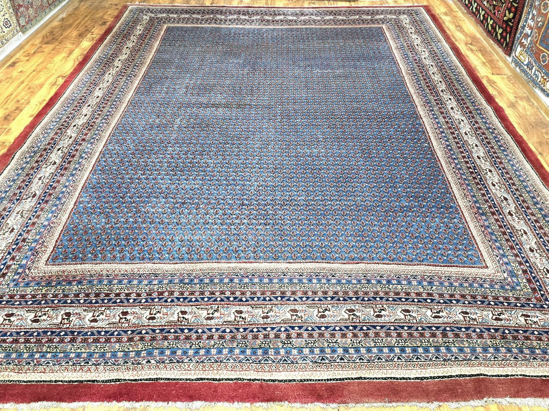 Dywan Sarough Mir Boteh 280x380 cm, niebieski, wełna, Iran, początek XX w. - 395388