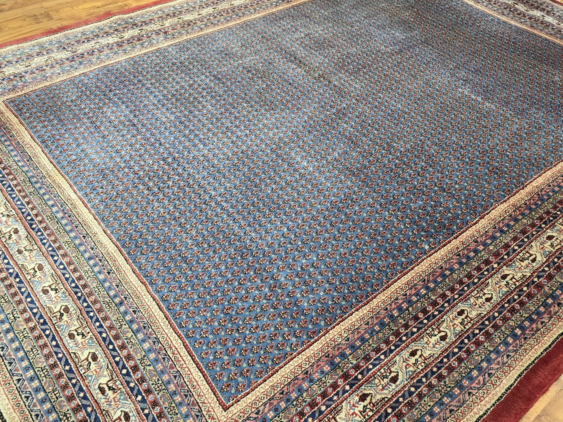 Dywan Sarough Mir Boteh 280x380 cm, niebieski, wełna, Iran, początek XX w. - 395383