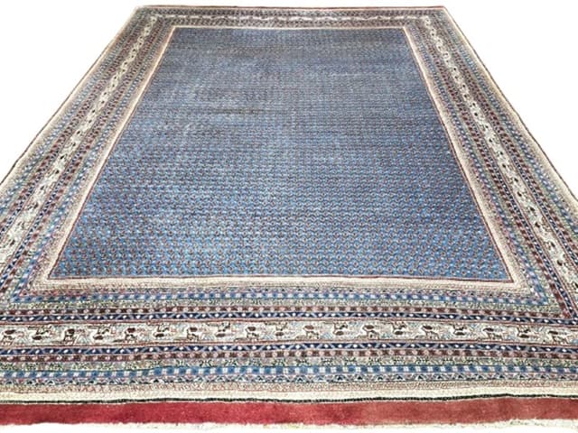 Dywan Sarough Mir Boteh 280x380 cm, niebieski, wełna, Iran, początek XX w. - WYMIARY