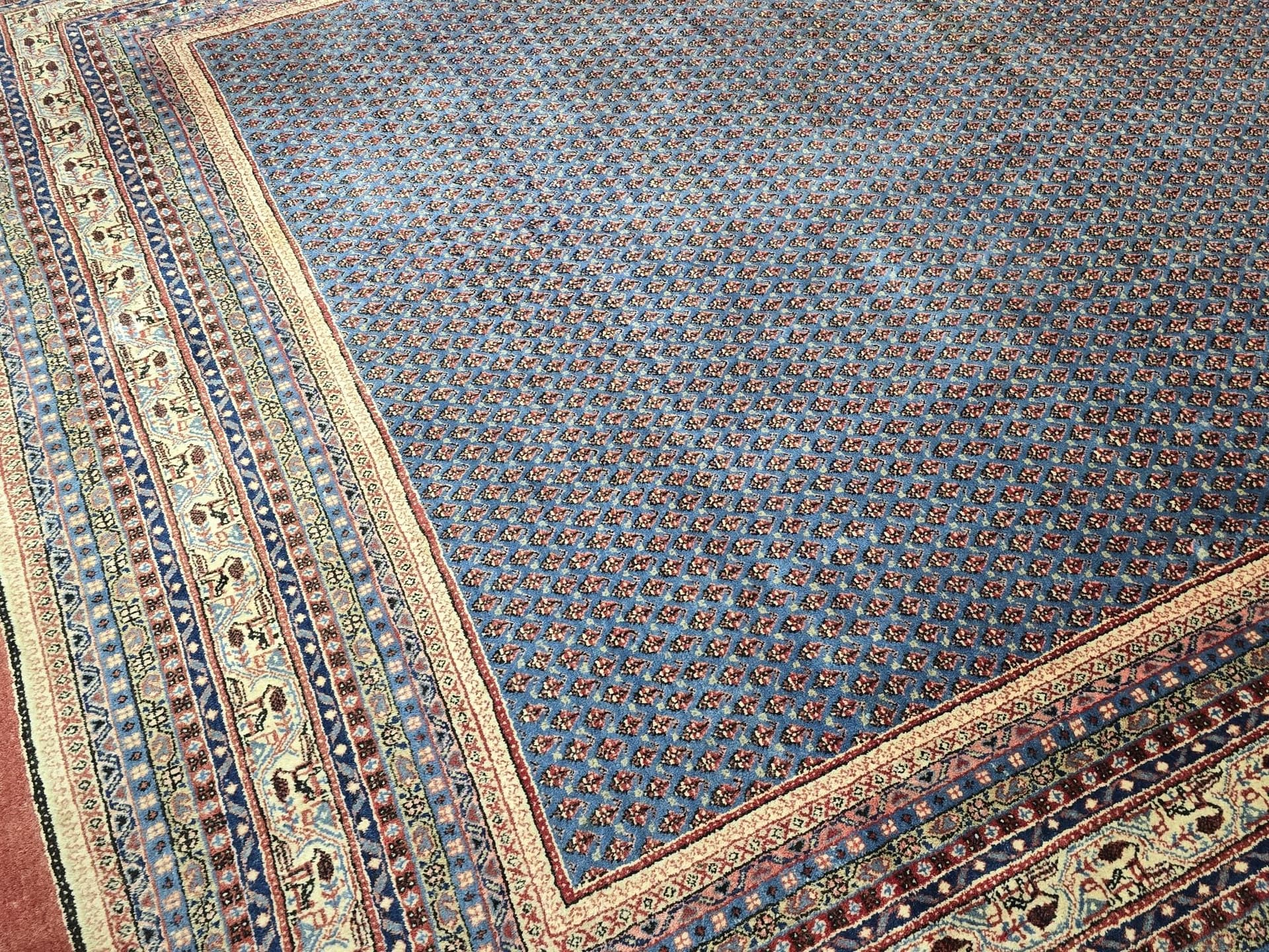 Dywan Sarough Mir Boteh 280x380 cm, niebieski, wełna, Iran, początek XX w. - 395384