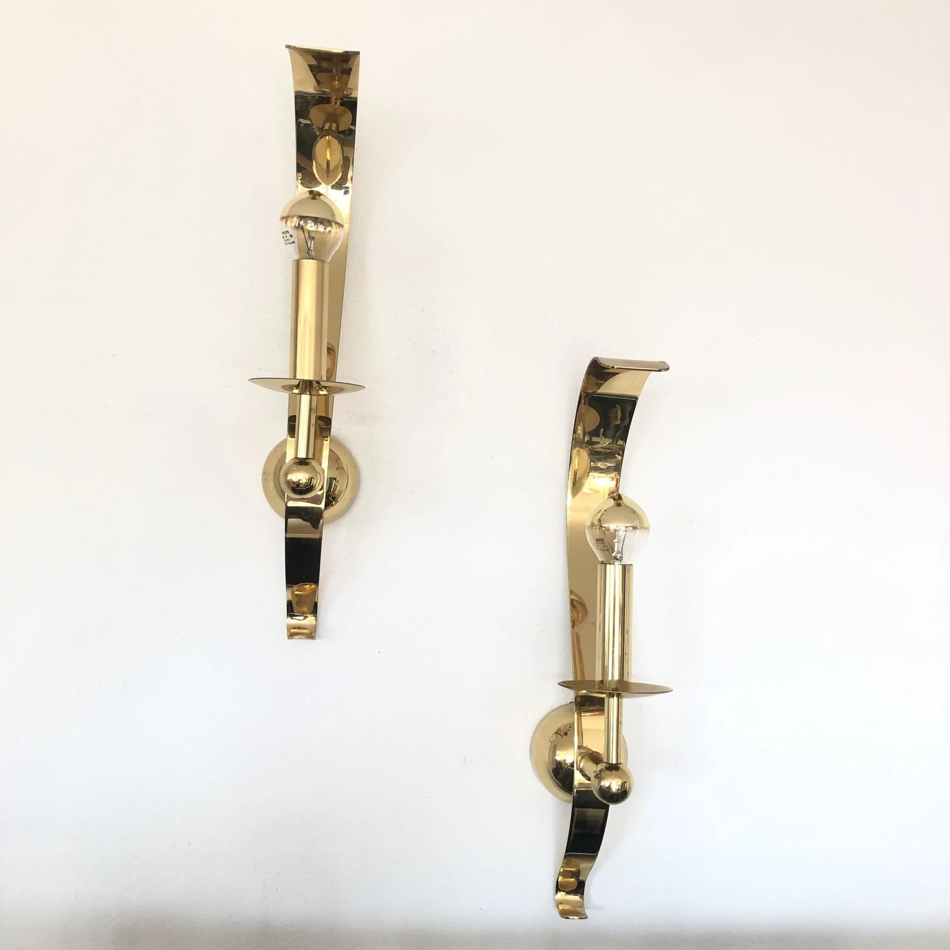 Para kinkietów, złocony mosiądz, Asmuth Leuchten, Niemcy, lata 70. - 29116