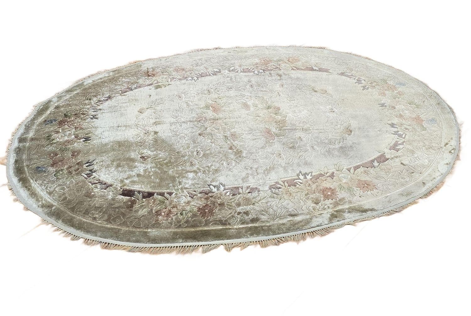 Dywan Tianjin, 125x185 cm, jedwab zielony, bawełna, Chiny, lata 70.