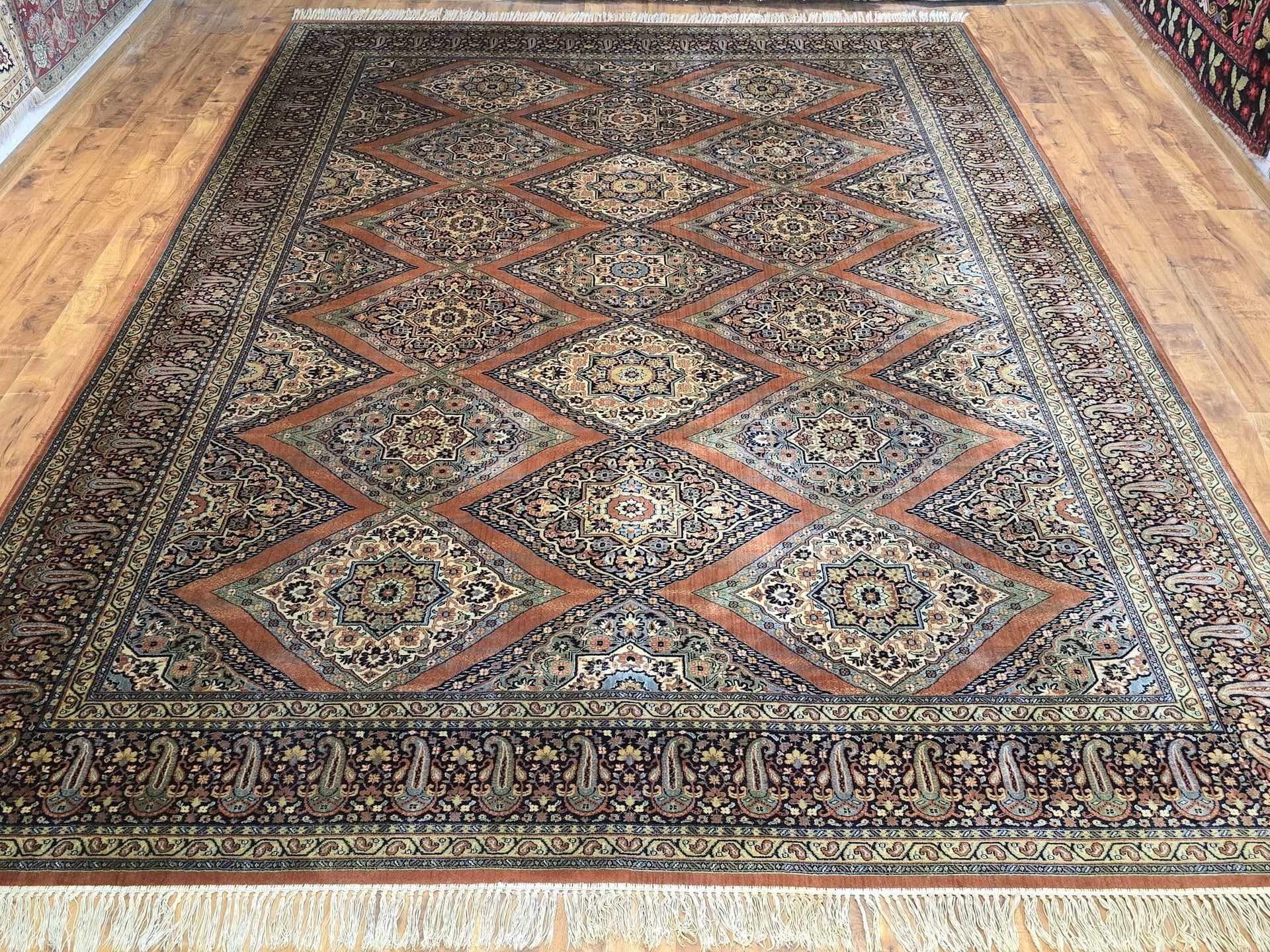 Rug Farsistan, 250x355 cm, wool orange green white blue gold, Lano Carpets, Belgium - 395429