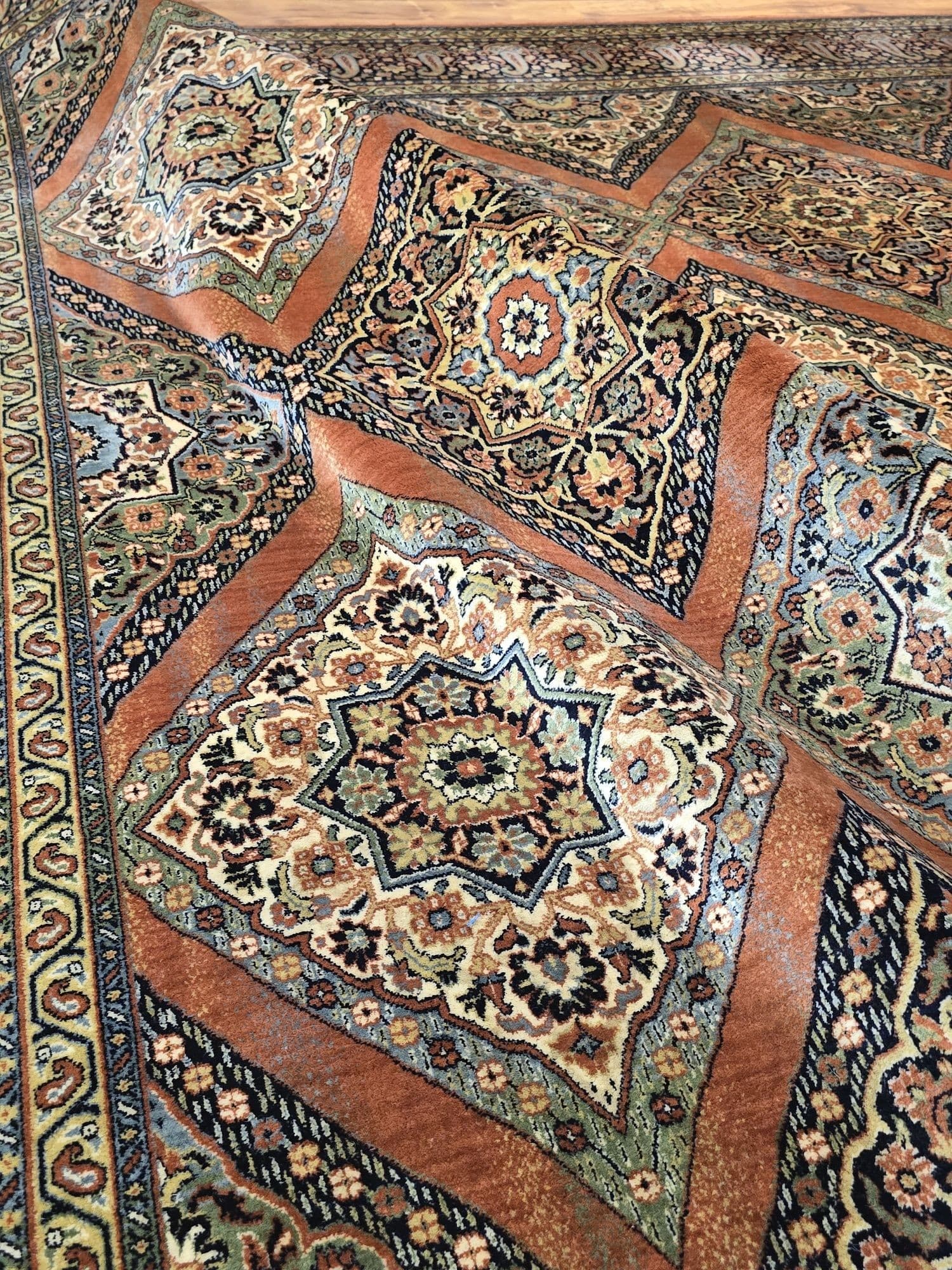 Rug Farsistan, 250x355 cm, wool orange green white blue gold, Lano Carpets, Belgium - 395425