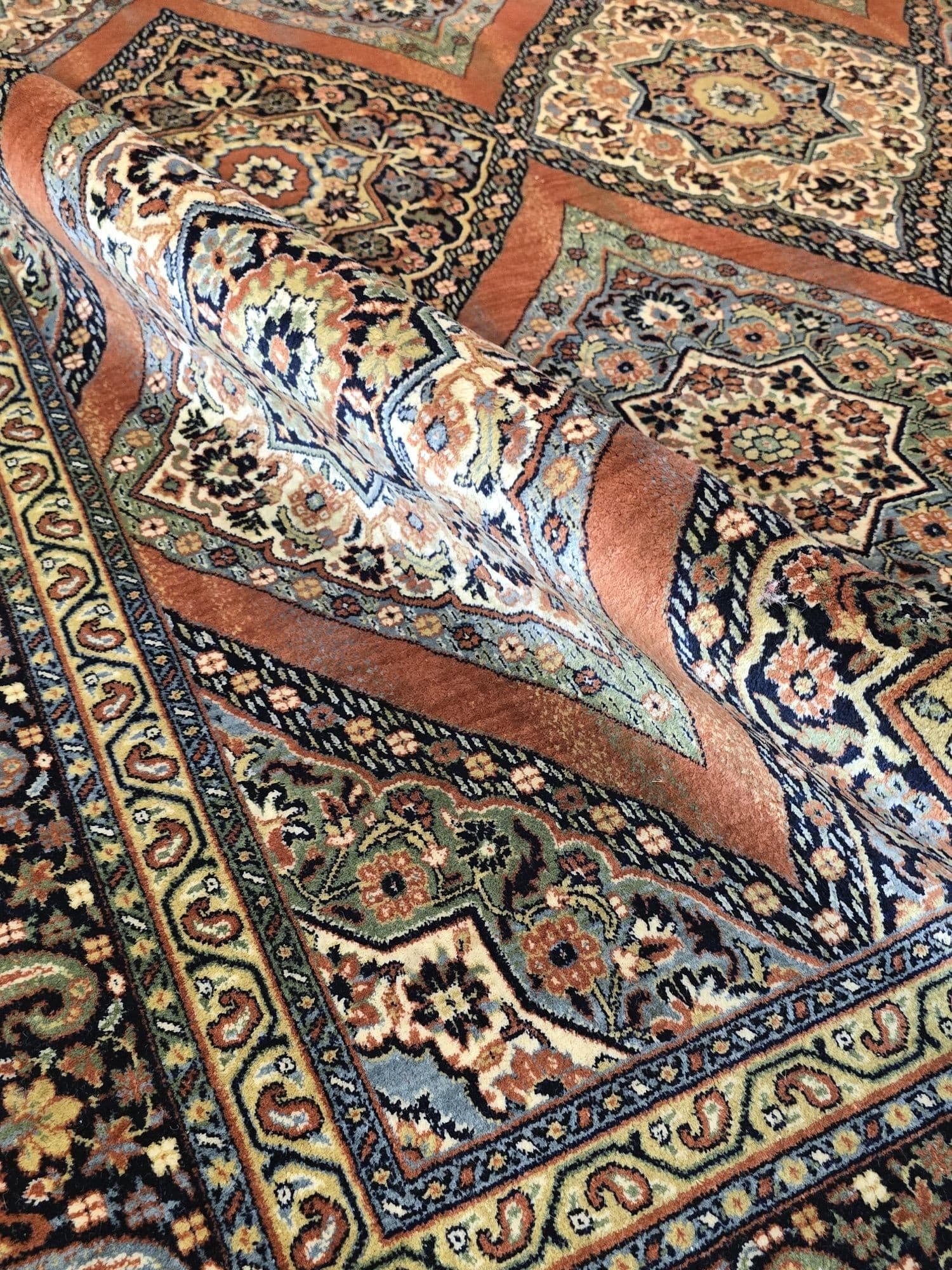 Rug Farsistan, 250x355 cm, wool orange green white blue gold, Lano Carpets, Belgium - 395424