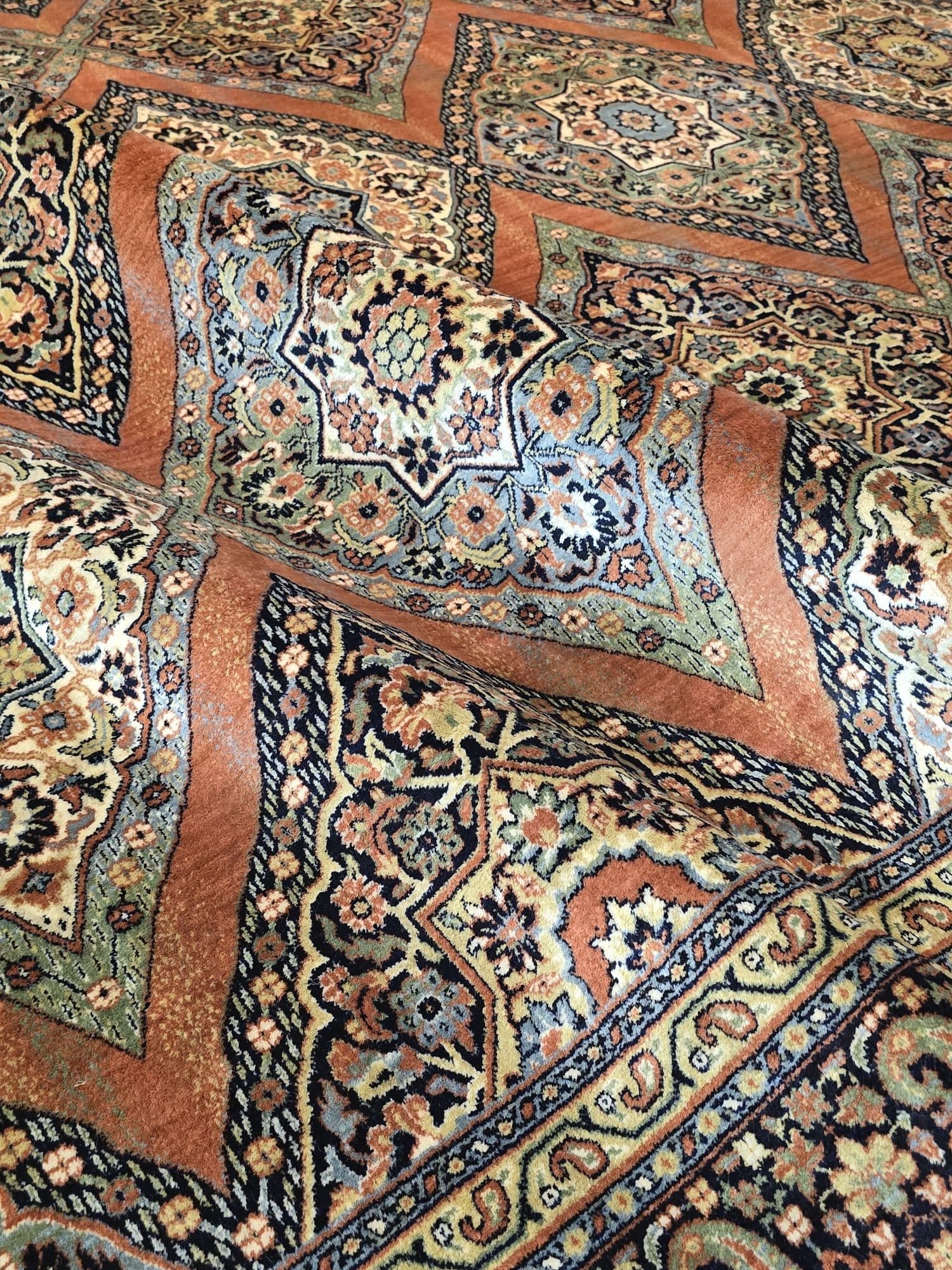 Rug Farsistan, 250x355 cm, wool orange green white blue gold, Lano Carpets, Belgium - 395428