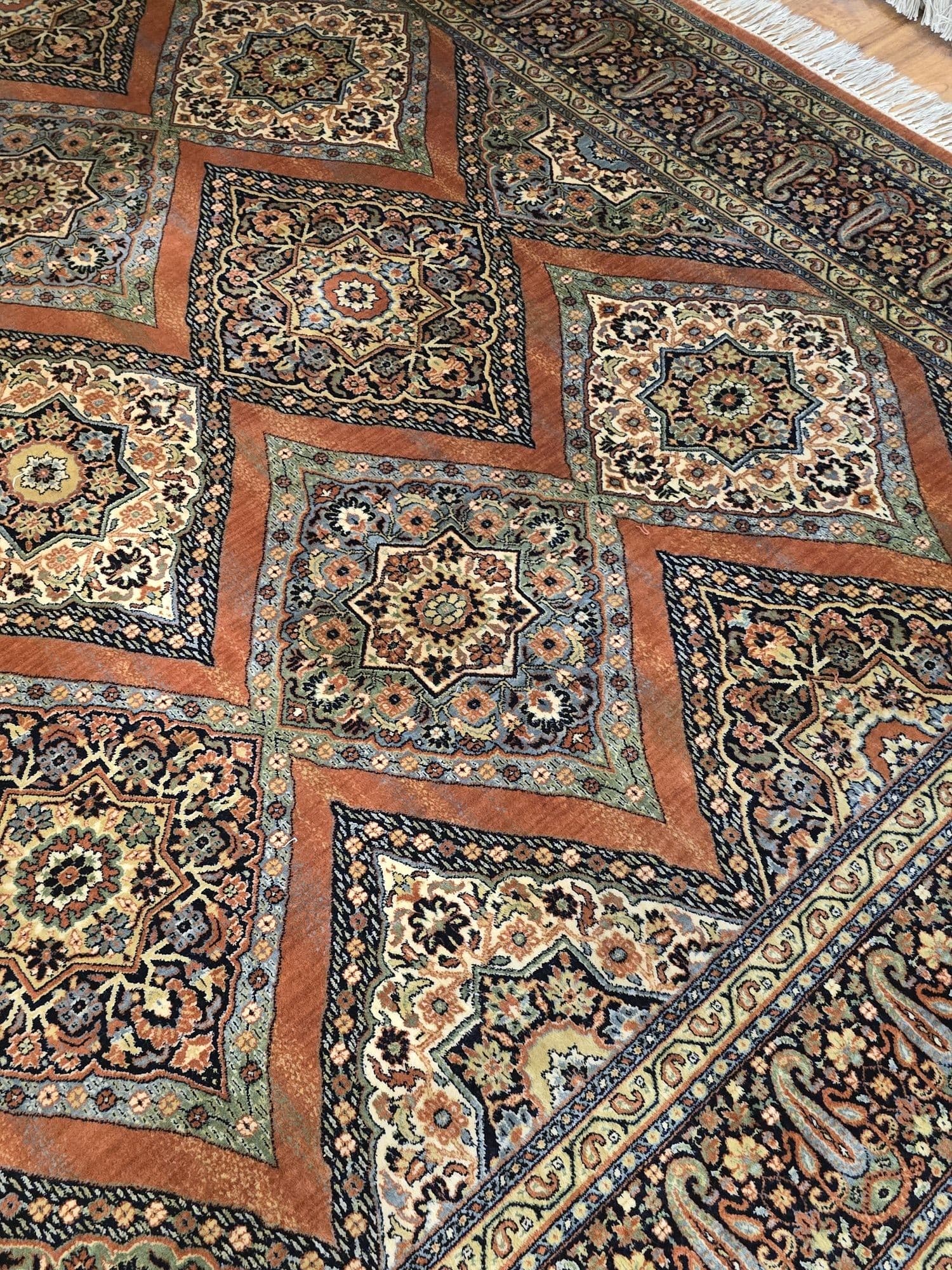 Rug Farsistan, 250x355 cm, wool orange green white blue gold, Lano Carpets, Belgium - 395426
