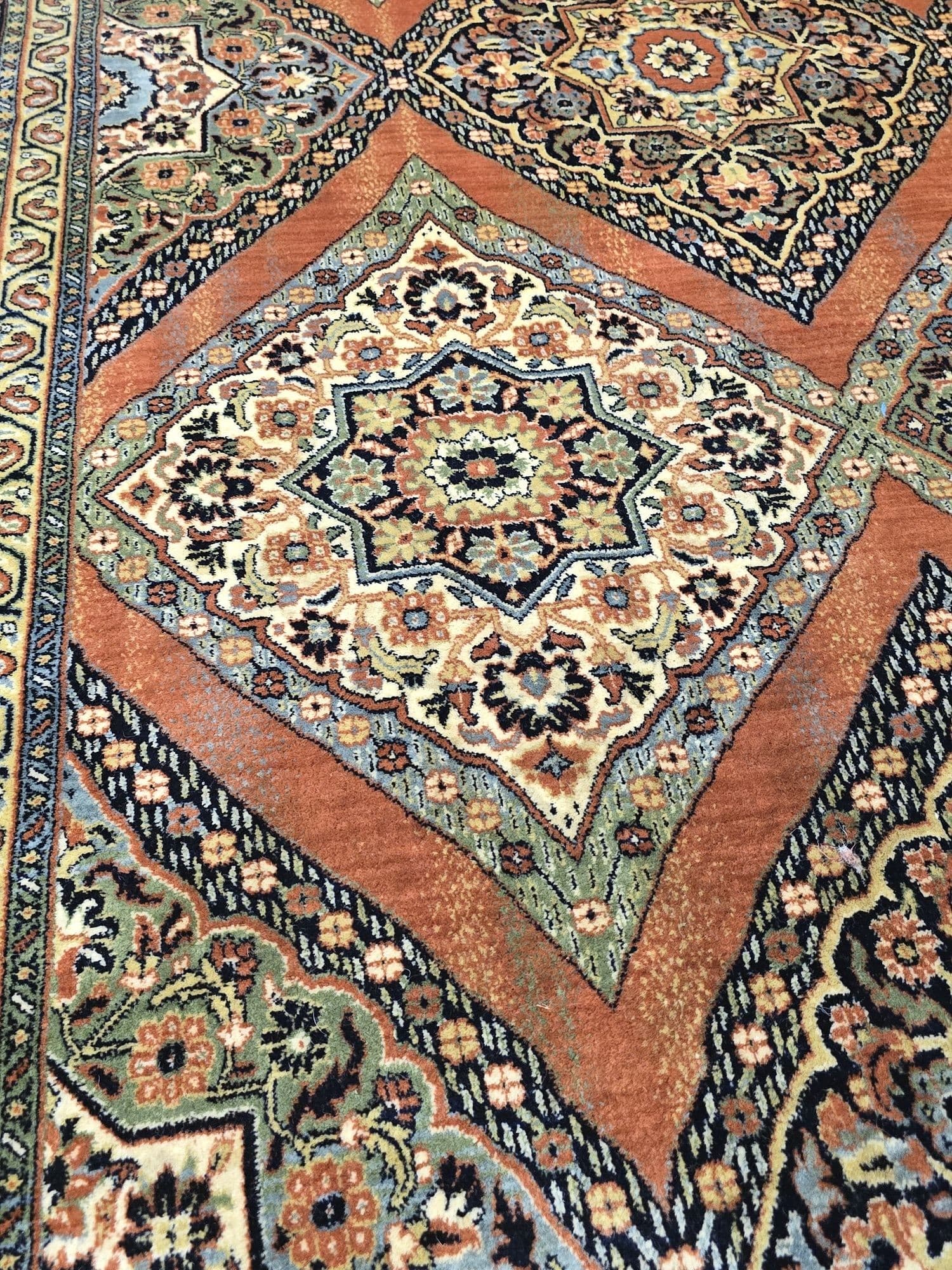 Rug Farsistan, 250x355 cm, wool orange green white blue gold, Lano Carpets, Belgium - 395423
