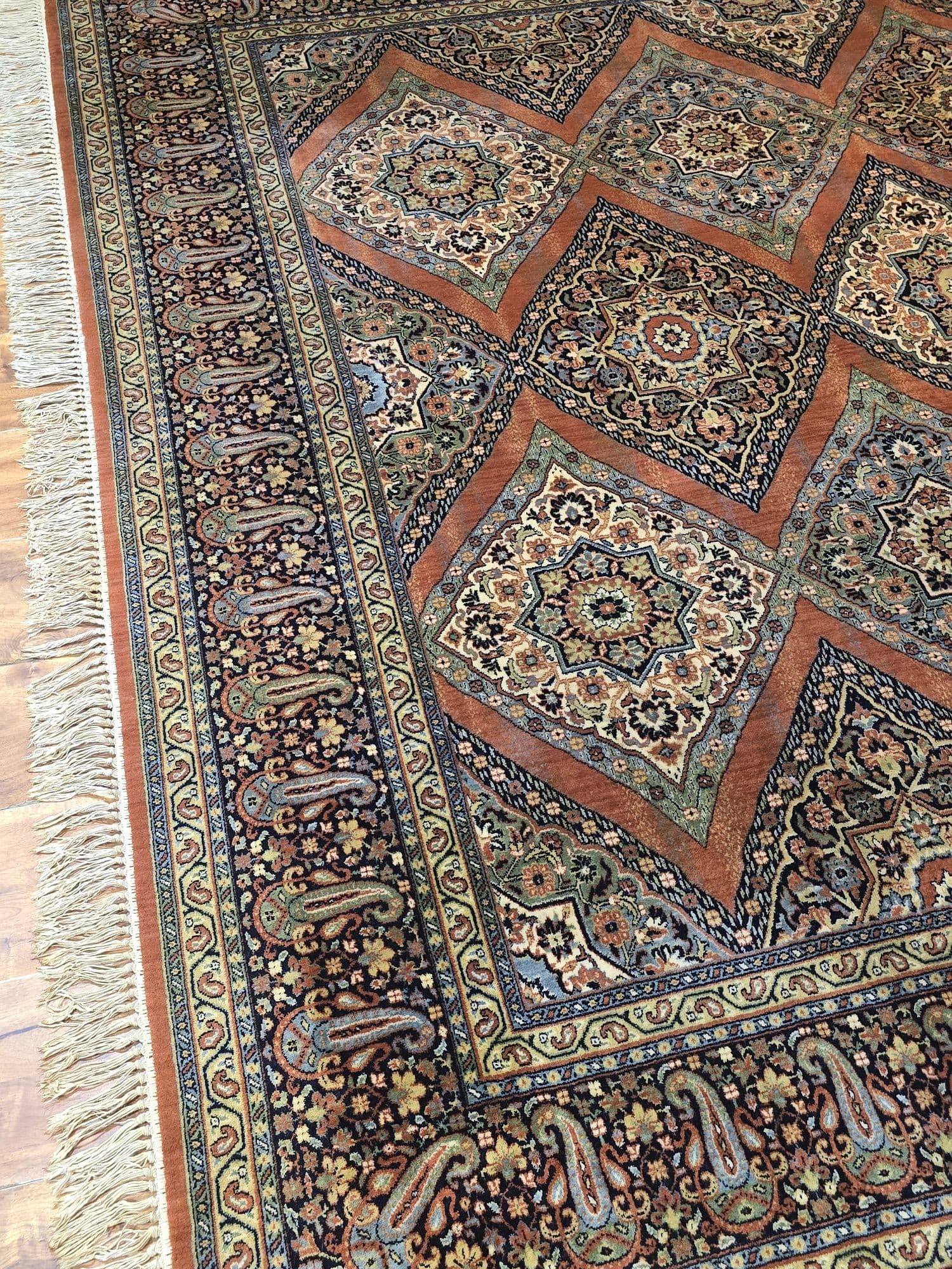 Rug Farsistan, 250x355 cm, wool orange green white blue gold, Lano Carpets, Belgium - 395422