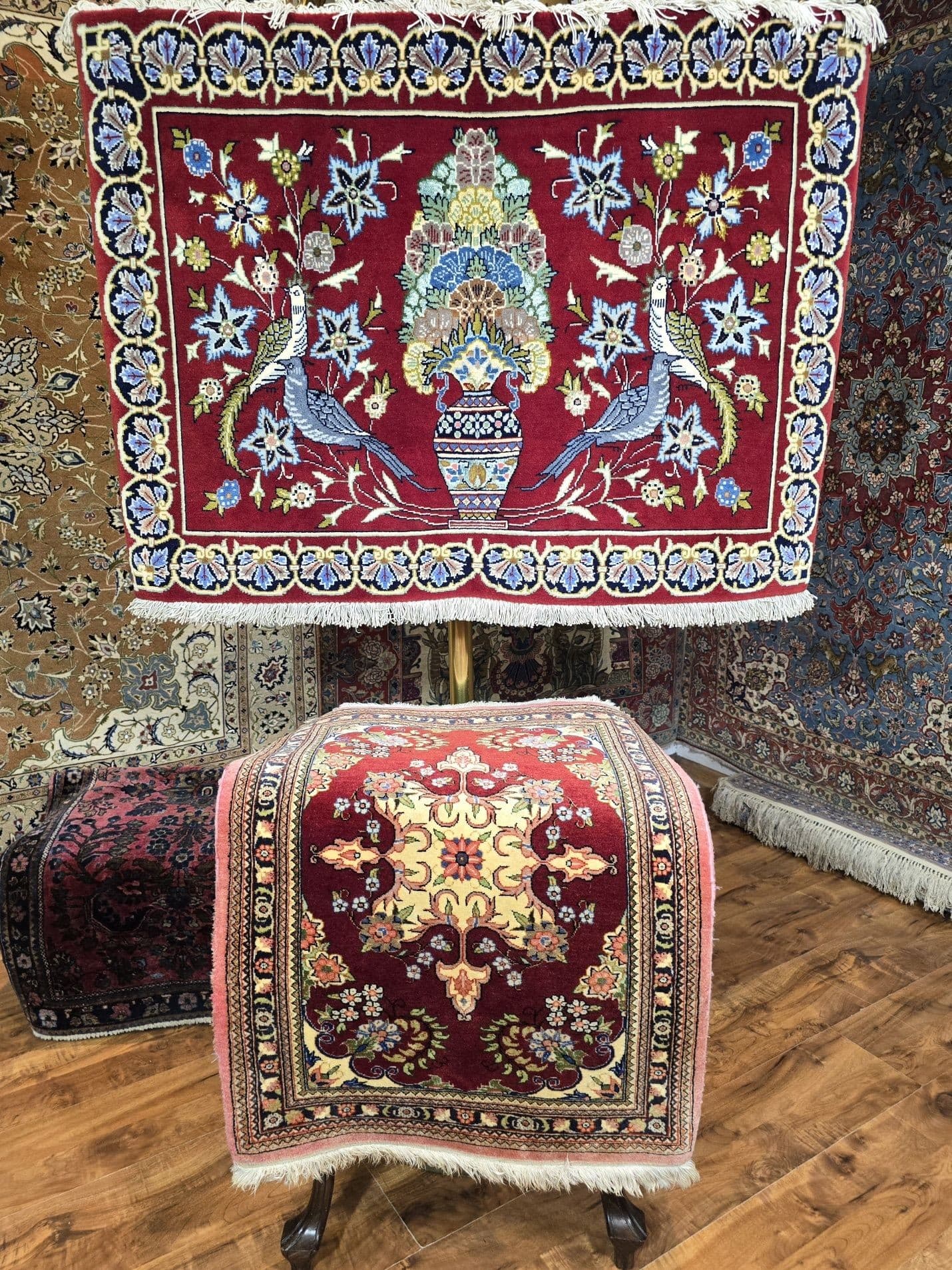 Dywan Qom Zil-os-Sultan, czerwony, wełna, Iran, początek XX w., 100x70 cm - 395440