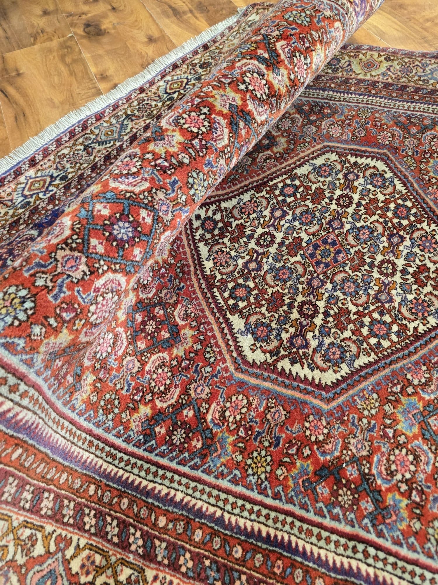 Dywan Bidjar Kurdyjski Patina, 110x170 cm, czerwony niebieski biały różowy zielony złoty, wełna, Iran, lata 70. - 395450