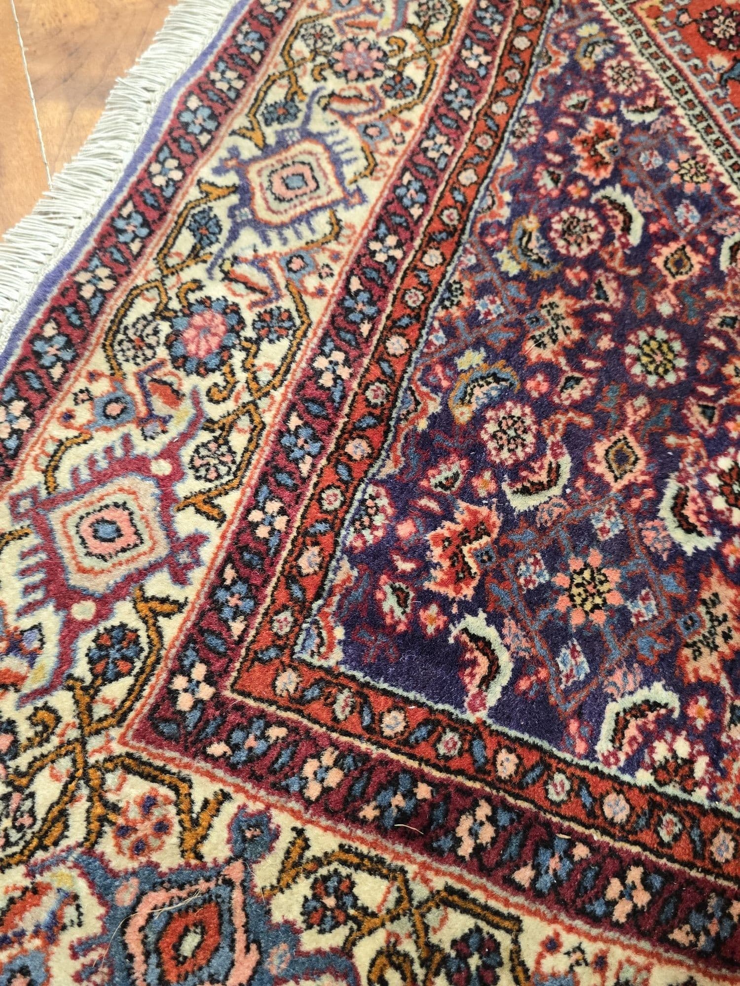 Dywan Bidjar Kurdyjski Patina, 110x170 cm, czerwony niebieski biały różowy zielony złoty, wełna, Iran, lata 70. - 395452