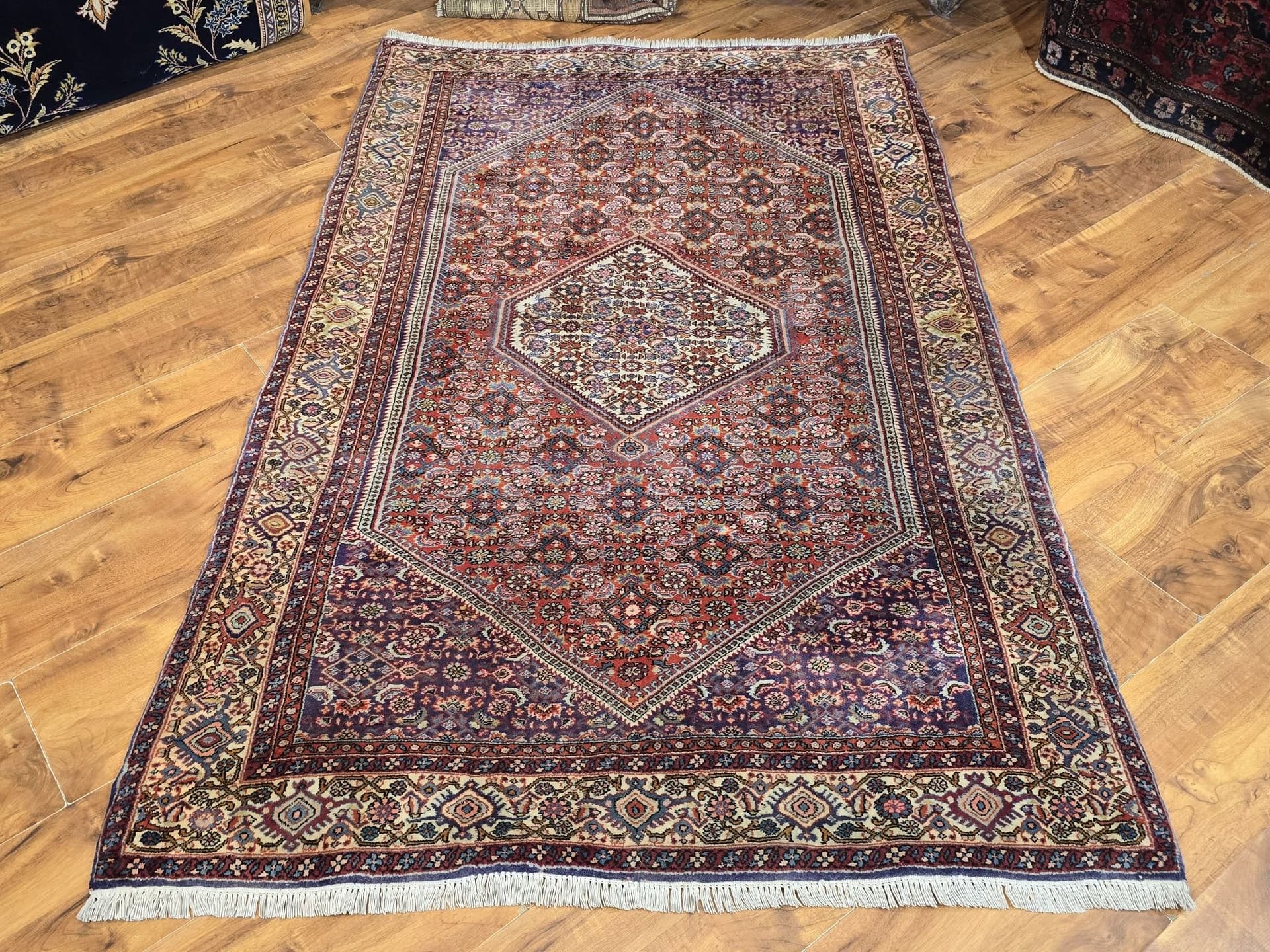 Dywan Bidjar Kurdyjski Patina, 110x170 cm, czerwony niebieski biały różowy zielony złoty, wełna, Iran, lata 70. - 395451