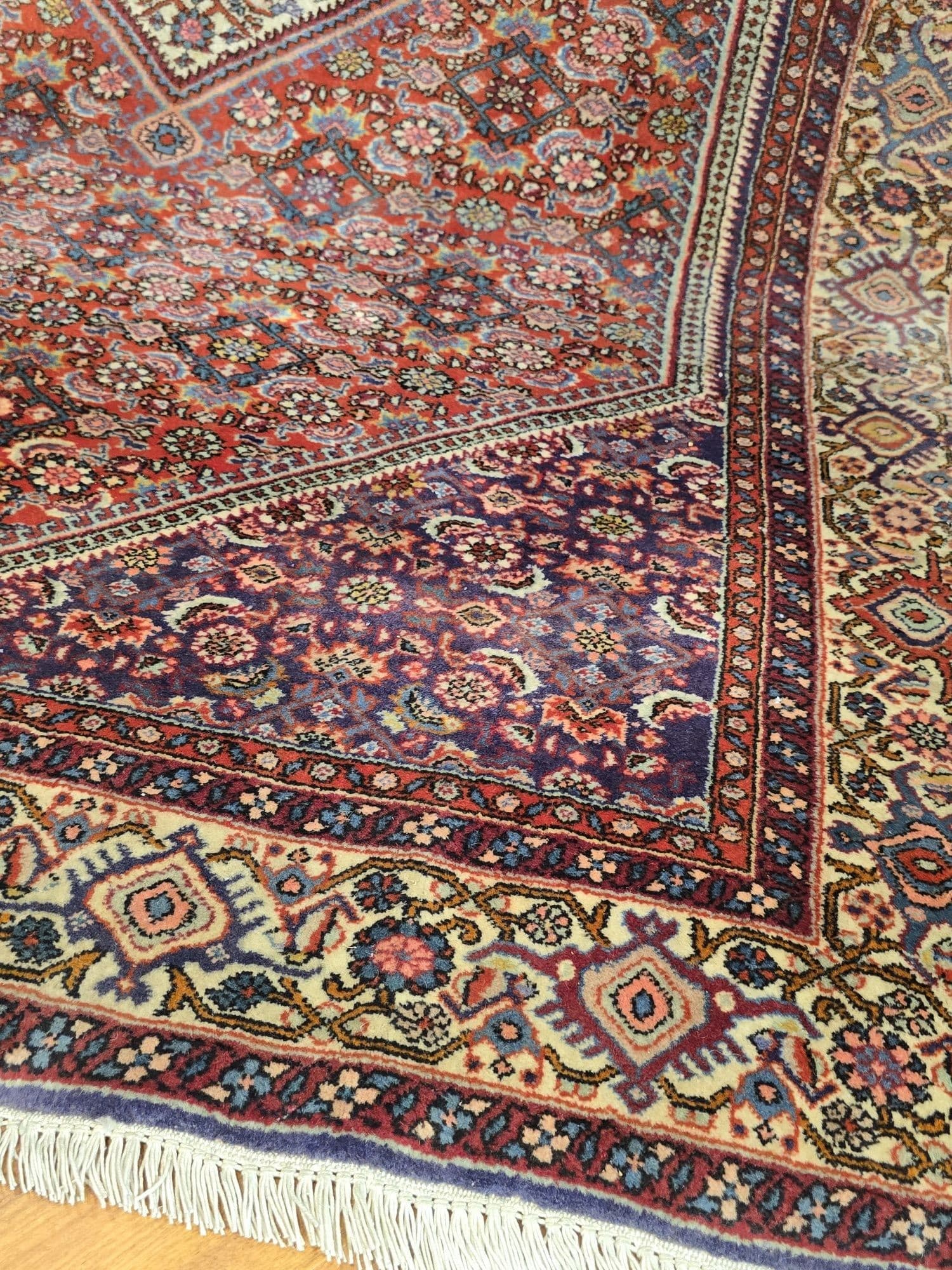 Dywan Bidjar Kurdyjski Patina, 110x170 cm, czerwony niebieski biały różowy zielony złoty, wełna, Iran, lata 70. - 395455
