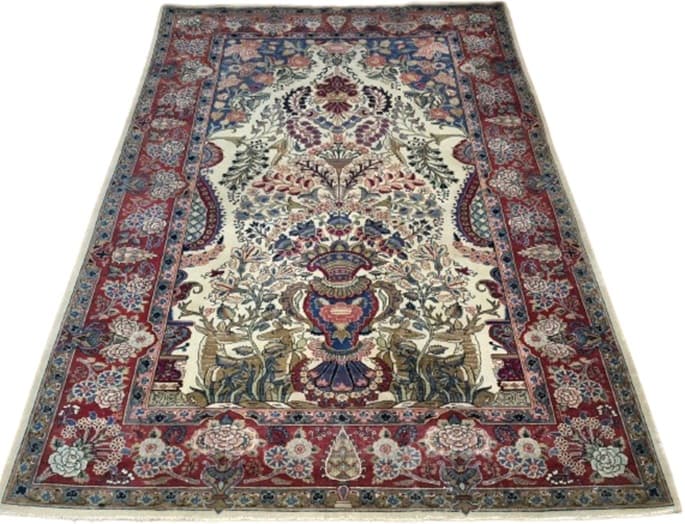 Dywan perski Isfahan, 135x210 cm, multikolor, wełna, Iran, XIX w.