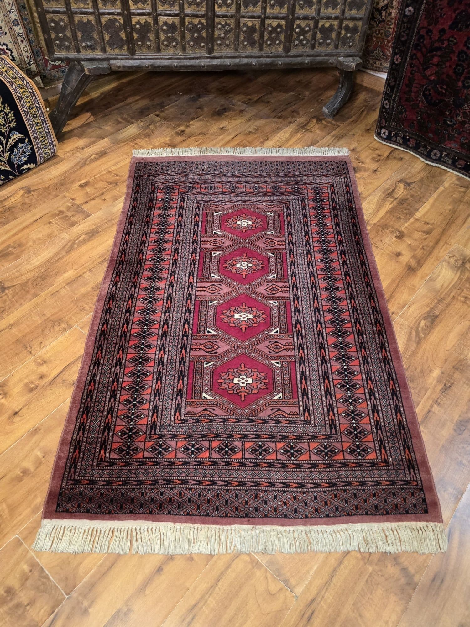 Rug Buchara, 100x155 cm, red, wool, Pakistan - 395474