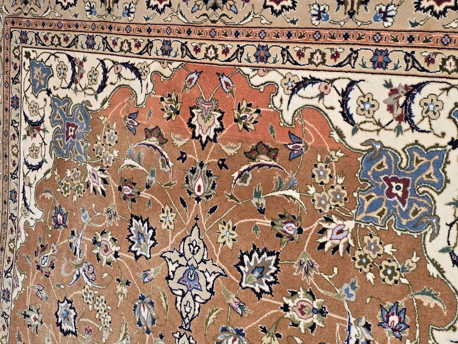 Dywan Tabriz Mahi 155x200 cm, brązowy, wełna jedwab, Iran - 395486