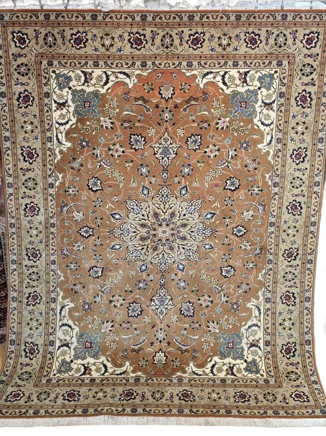 Dywan Tabriz Mahi 155x200 cm, brązowy, wełna jedwab, Iran - WYMIARY