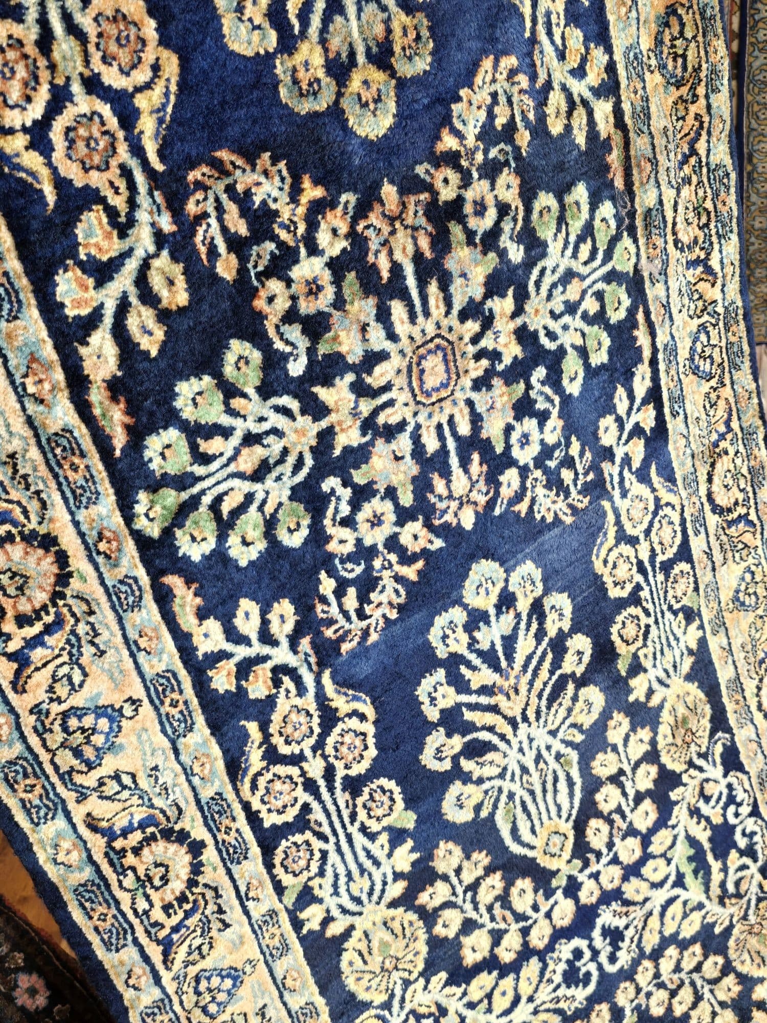 Chodnik Sarough Sultanabad 80x265 cm, niebieski, wełna, Iran, lata 30. - 395503