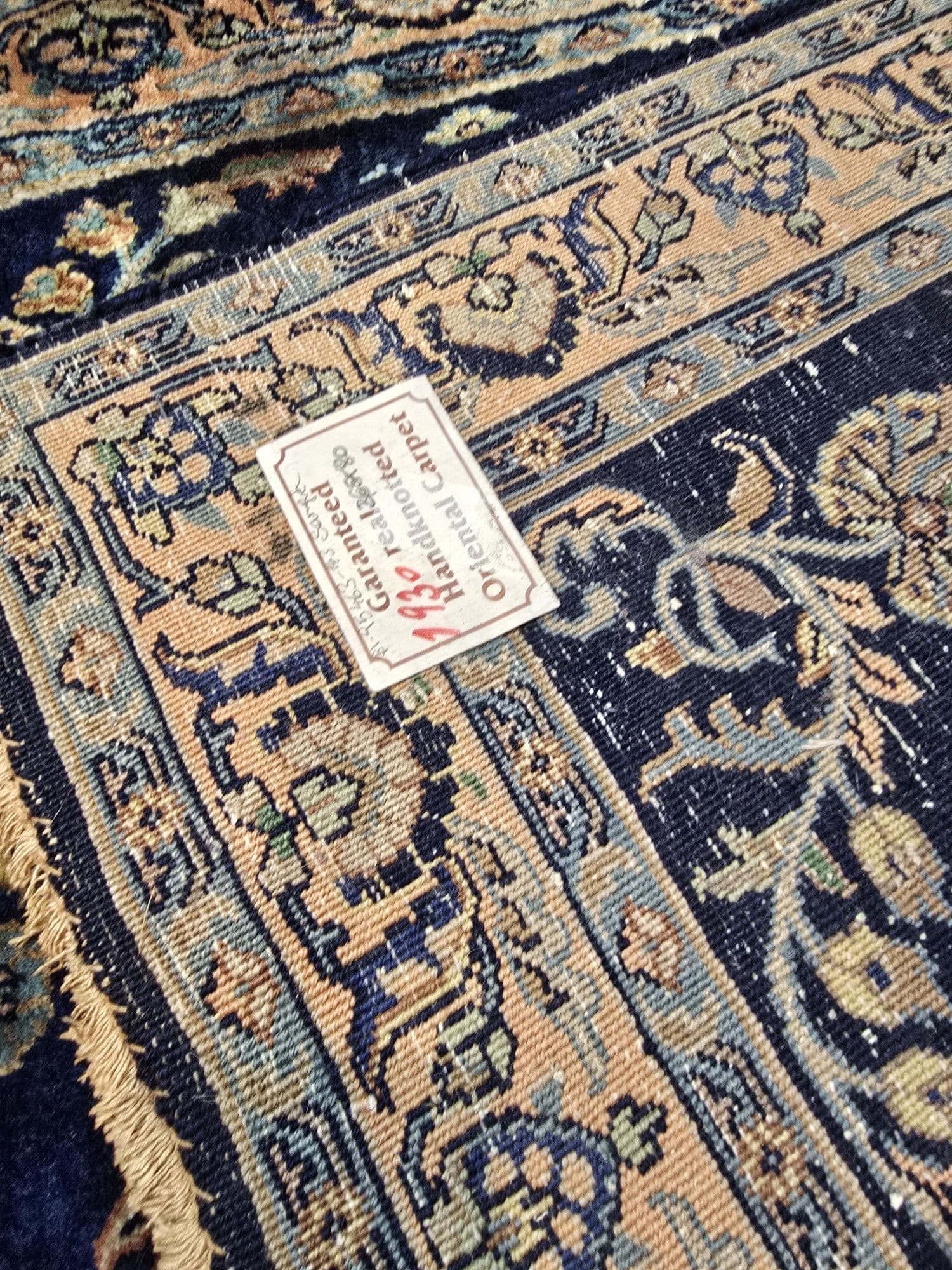 Chodnik Sarough Sultanabad 80x265 cm, niebieski, wełna, Iran, lata 30. - 395509