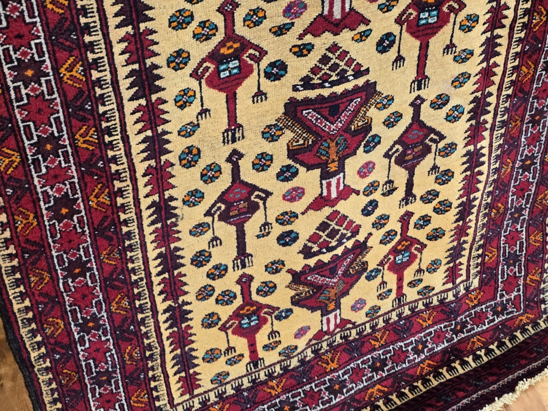 Rug Beluch, 180x93 cm, golden, wool, Iran/Afghanistan, 1990s. - 395523