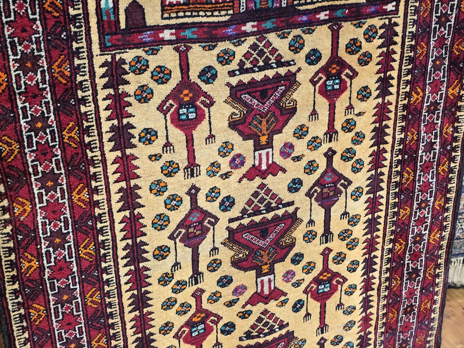 Rug Beluch, 180x93 cm, golden, wool, Iran/Afghanistan, 1990s. - 395525