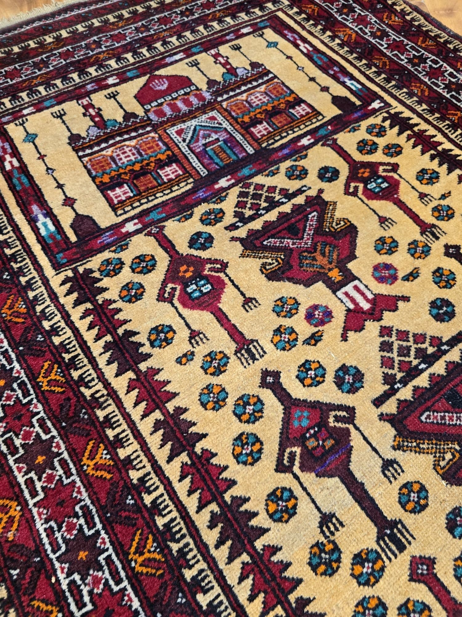 Rug Beluch, 180x93 cm, golden, wool, Iran/Afghanistan, 1990s. - 395527