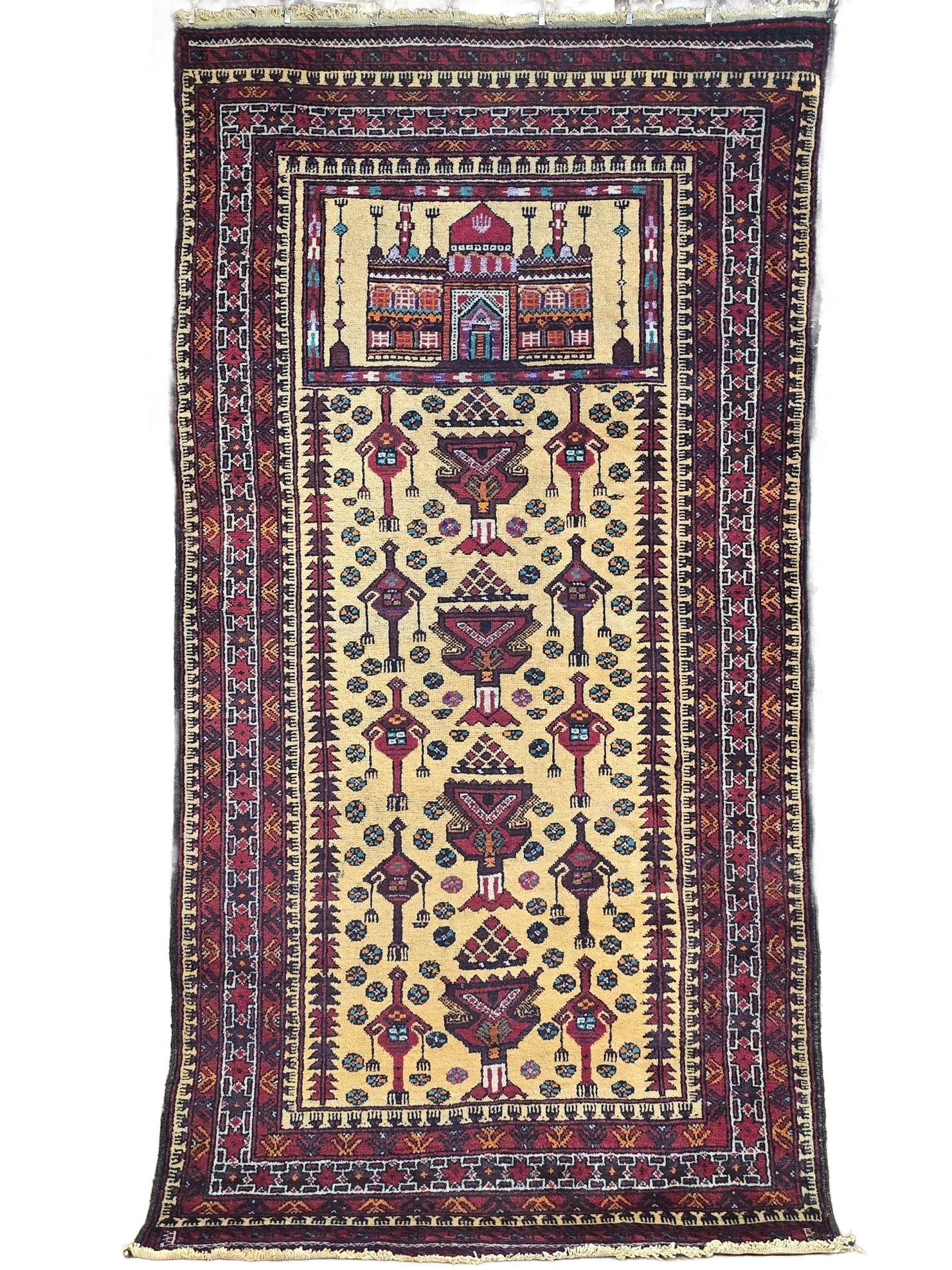 Rug Beluch, 180x93 cm, golden, wool, Iran/Afghanistan, 1990s.