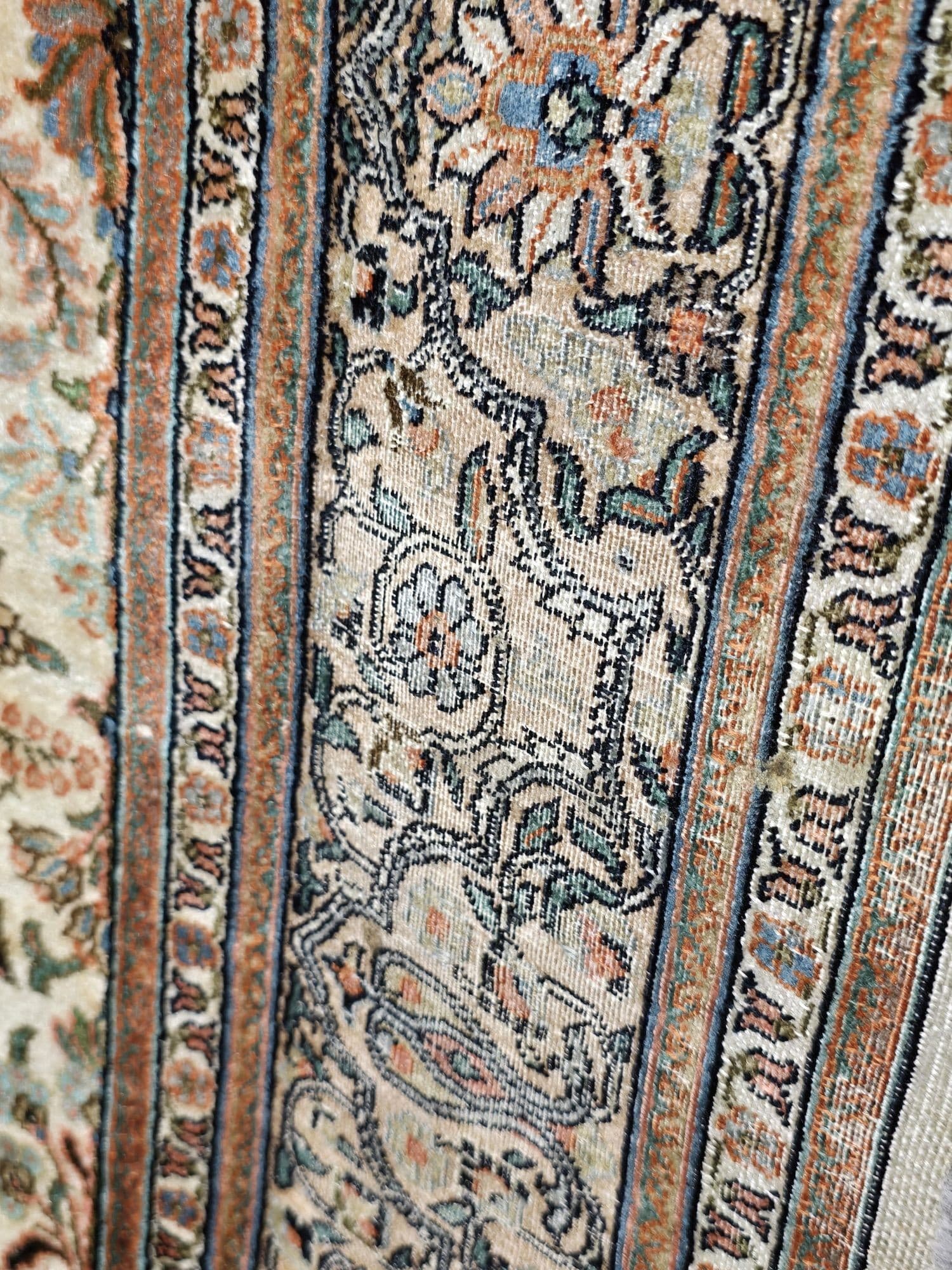 Rug Silk Kashmir 150x215 cm, cream silk, 1970s - 395569