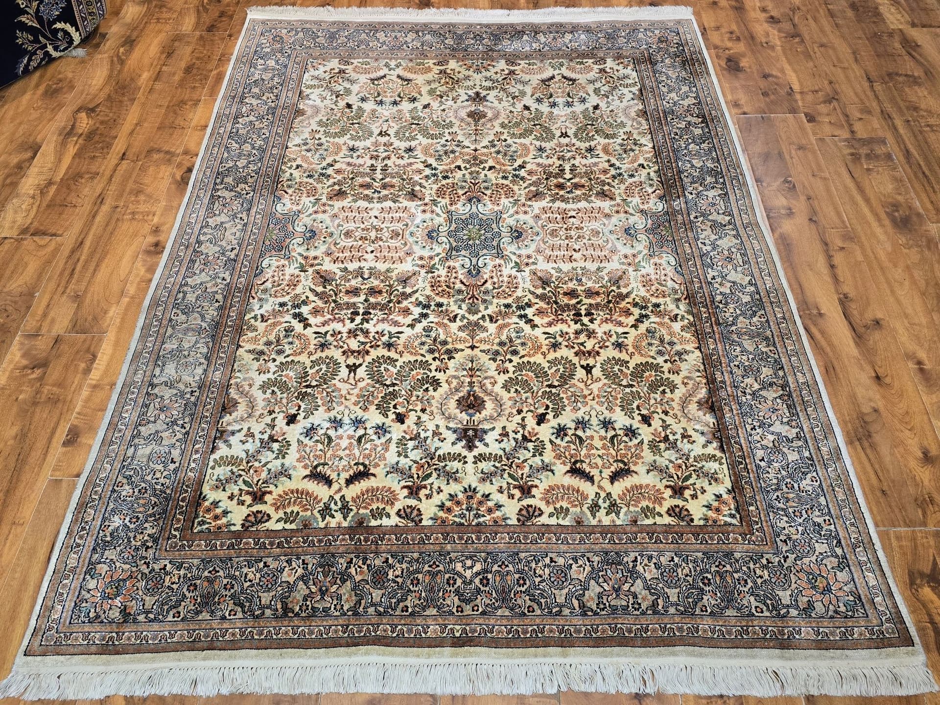 Rug Silk Kashmir 150x215 cm, cream silk, 1970s - 395566