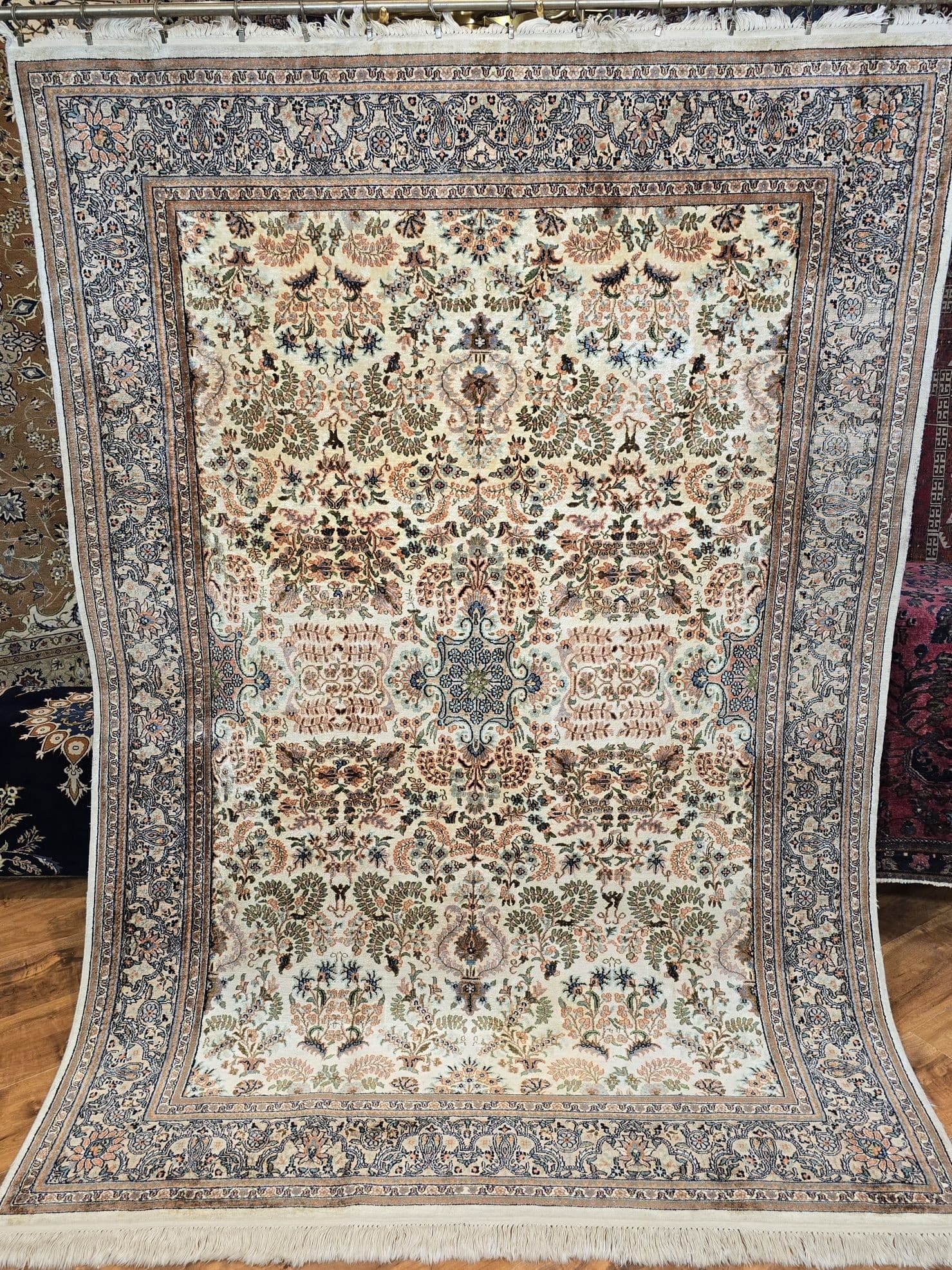 Rug Silk Kashmir 150x215 cm, cream silk, 1970s - 395573