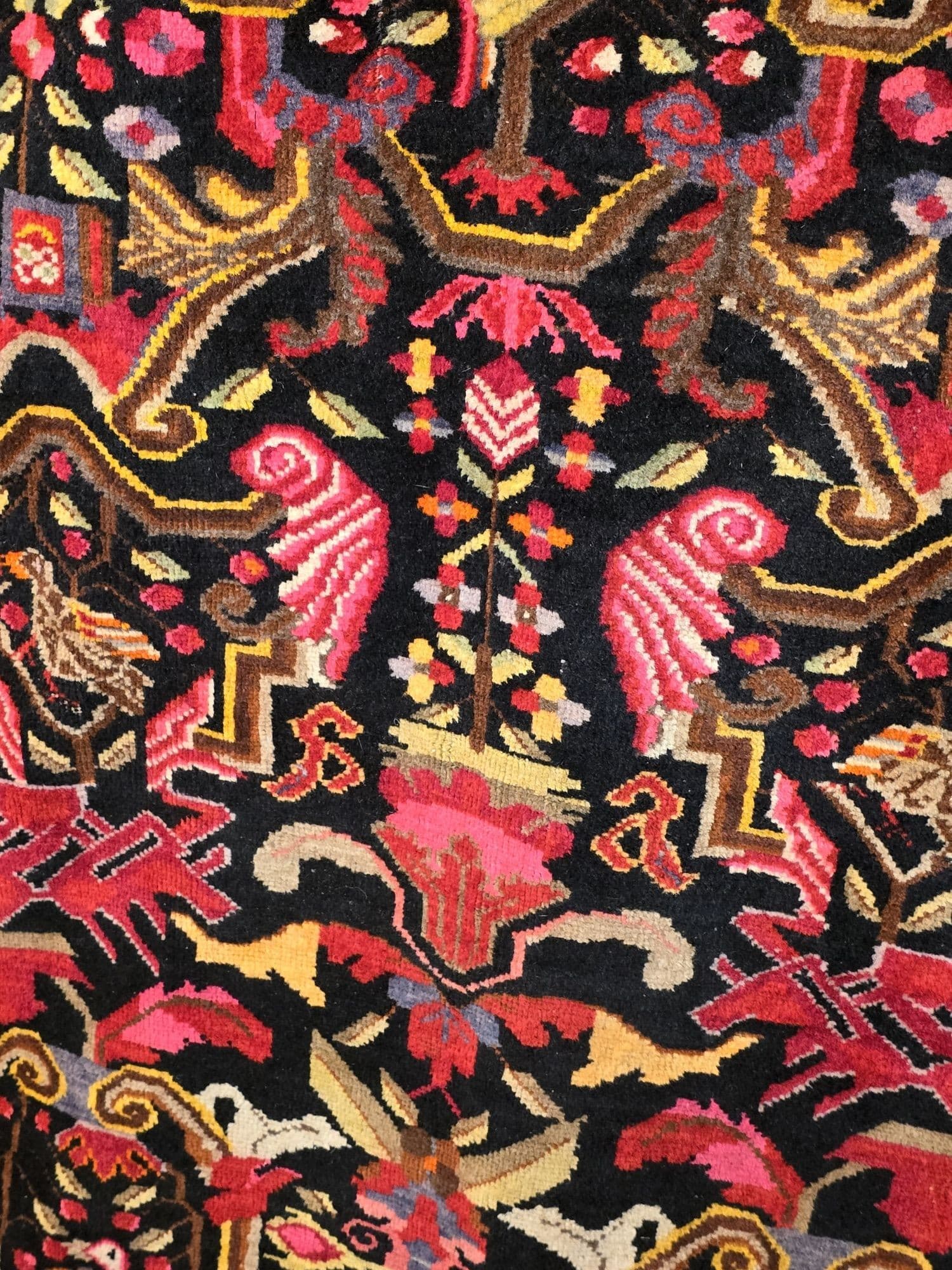 Rug Karabagh Art Deco 207x150 cm, black, wool, Caucasus, 1930s. - 395578