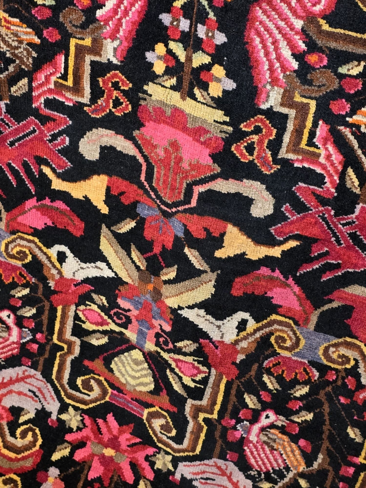 Rug Karabagh Art Deco 207x150 cm, black, wool, Caucasus, 1930s. - 395575