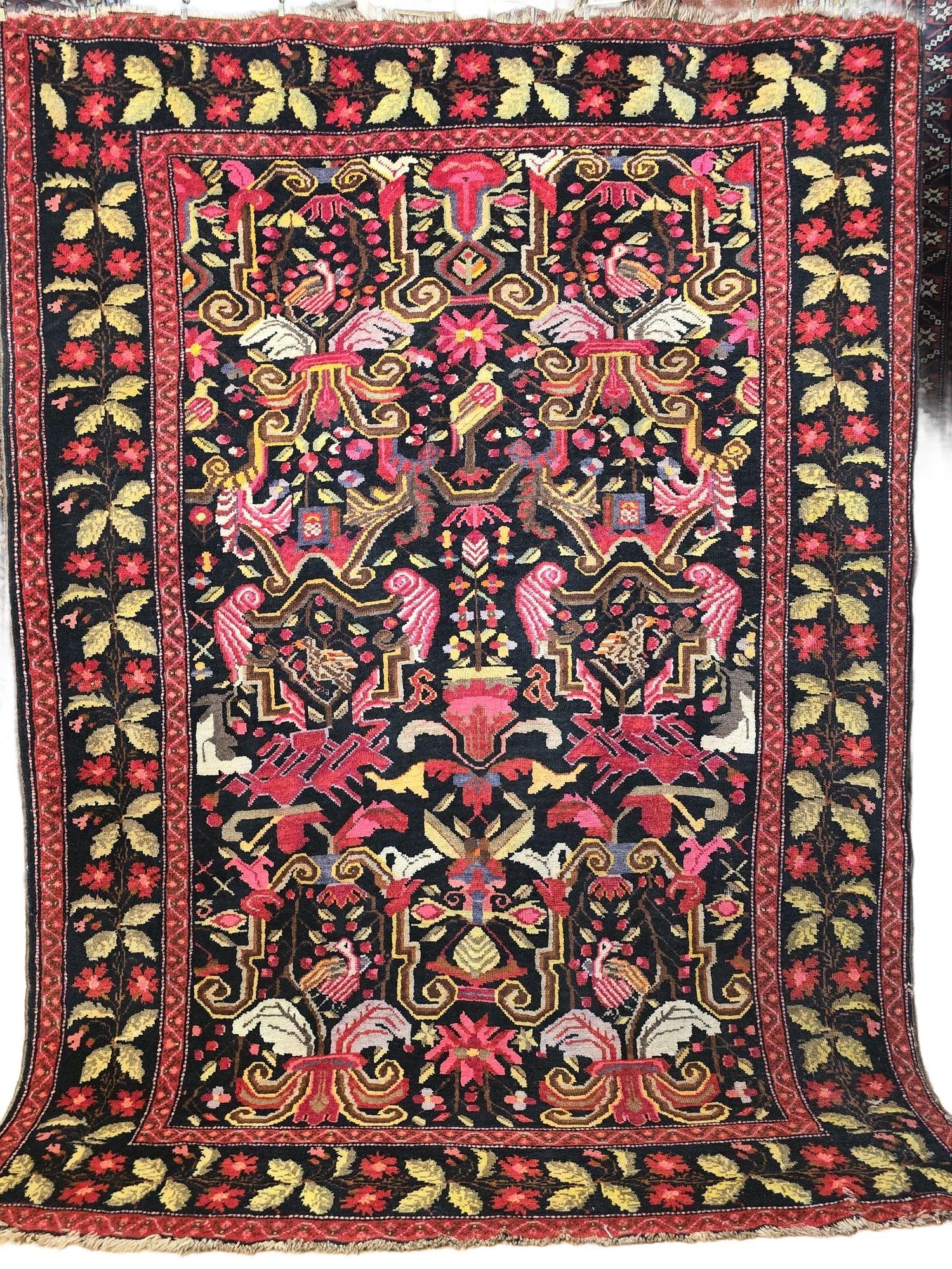 Rug Karabagh Art Deco 207x150 cm, black, wool, Caucasus, 1930s.