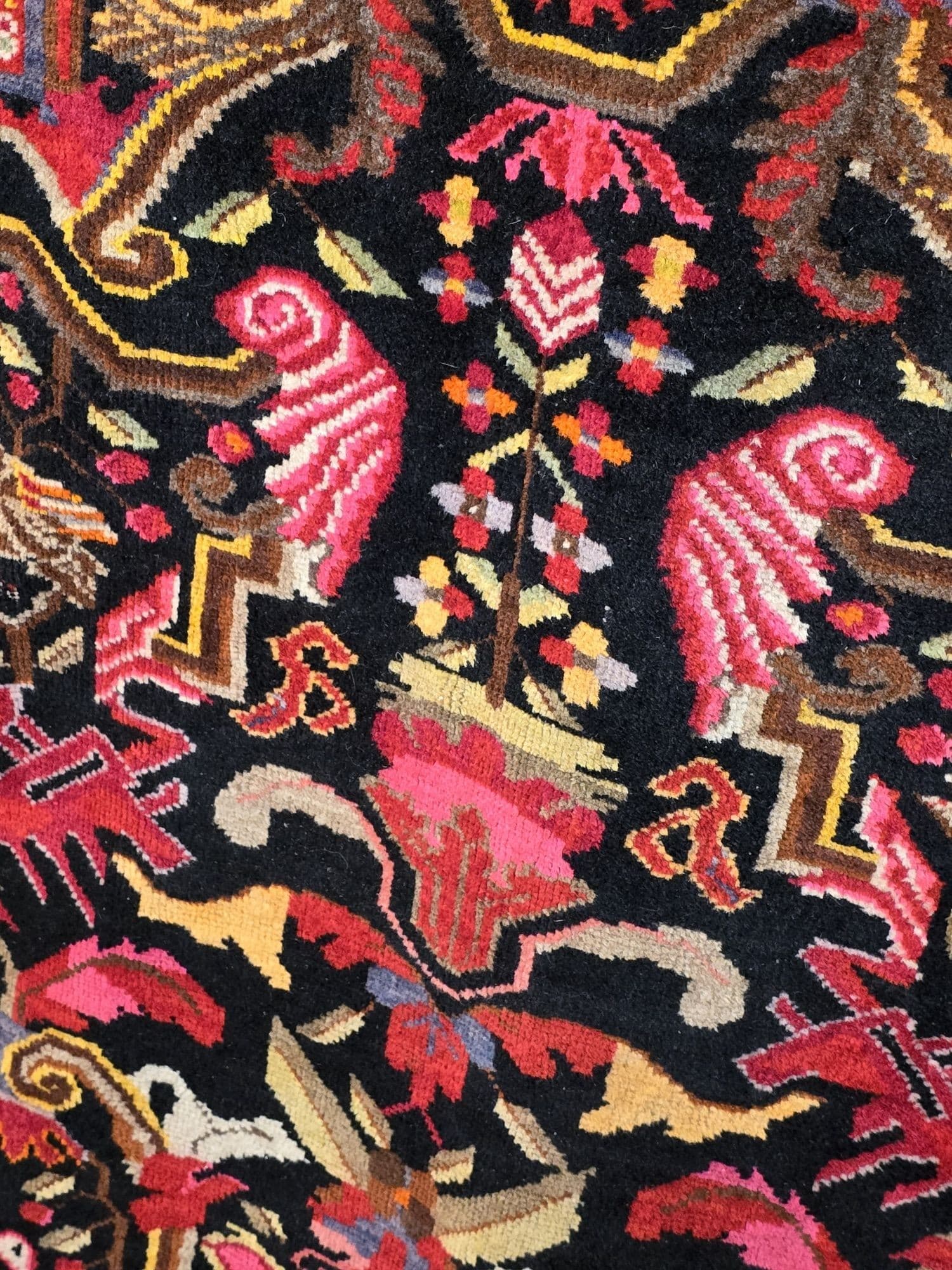 Rug Karabagh Art Deco 207x150 cm, black, wool, Caucasus, 1930s. - 395576