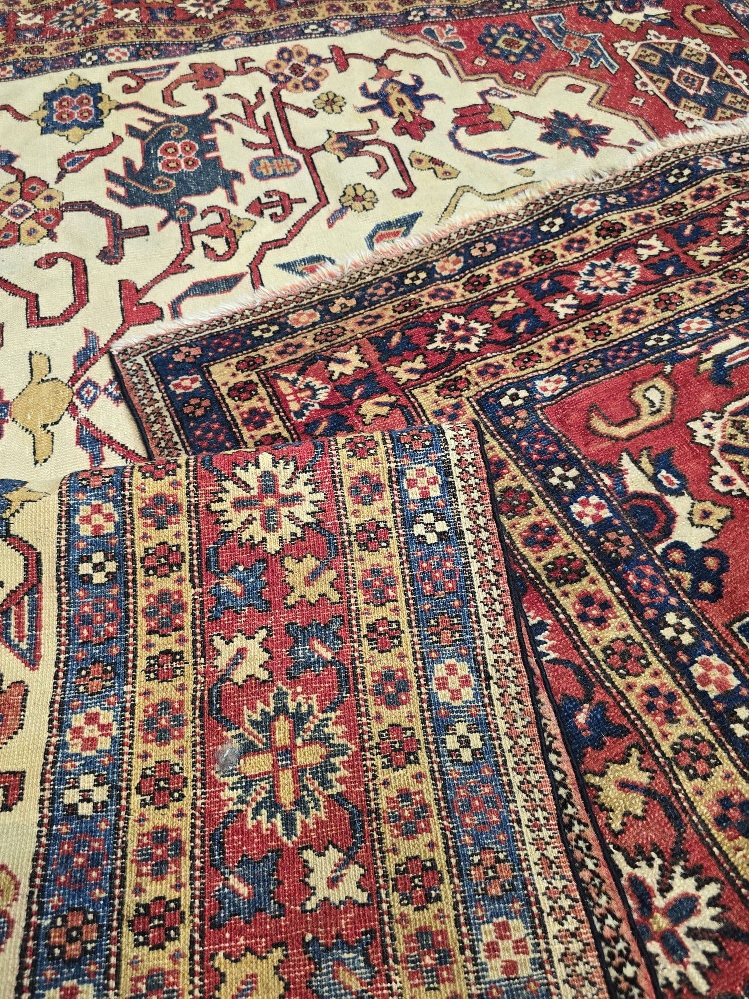 Dywan Karadja Serapi Pardeh 165x265, kremowy czerwony niebieski, wełna bawełna, Iran, lata 50. - 395625