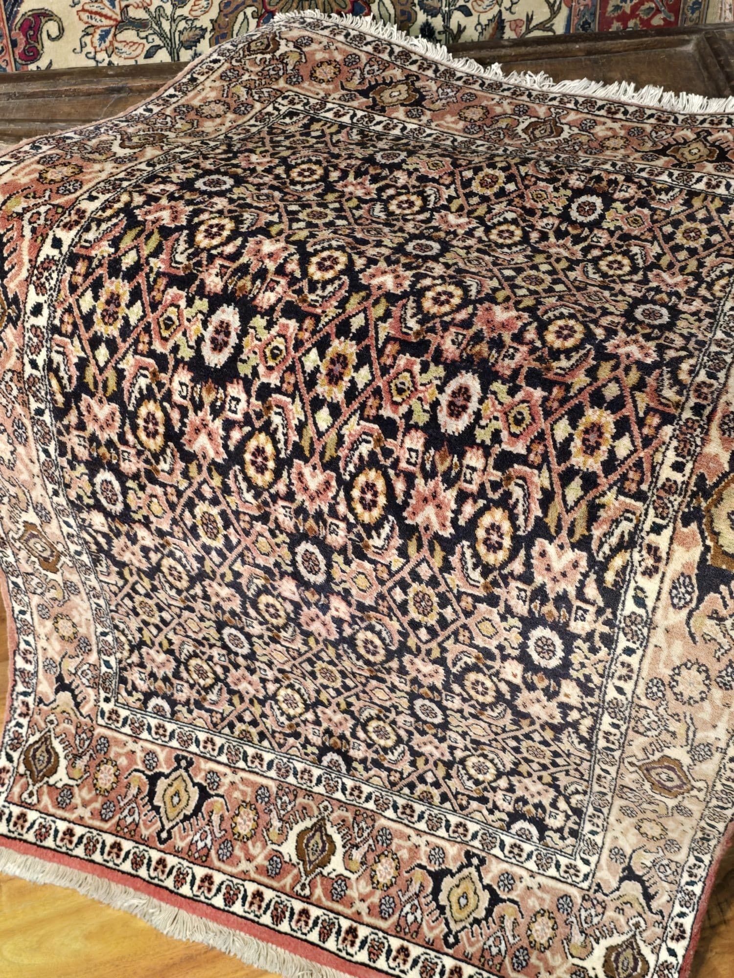 Dywan Bidjar Herati 83x146 cm, niebieski czerwony różowy złoty biały brązowy, wełna, Iran, początek XX w. - 395644